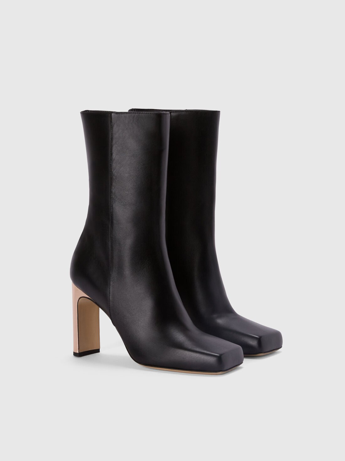 Leather ankle boots with metal heel, Black - LS24WY02BV00GTS91O1 - 1