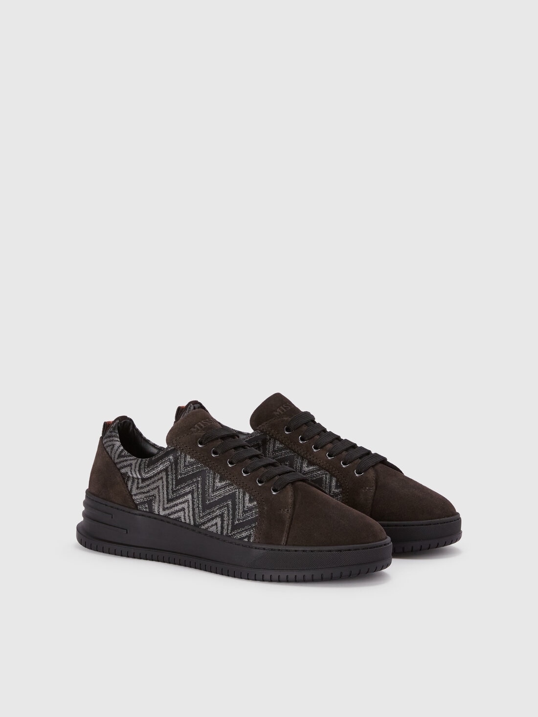 Suede sneakers with fabric insert, Grey - LS24WY0TBV00GYS91OJ - 1