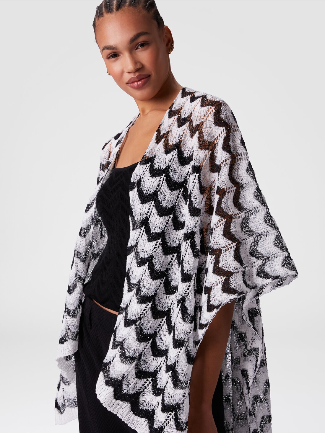 Capa de punto con estampado en zigzag, Multicolor  - 8053147594262 - 3