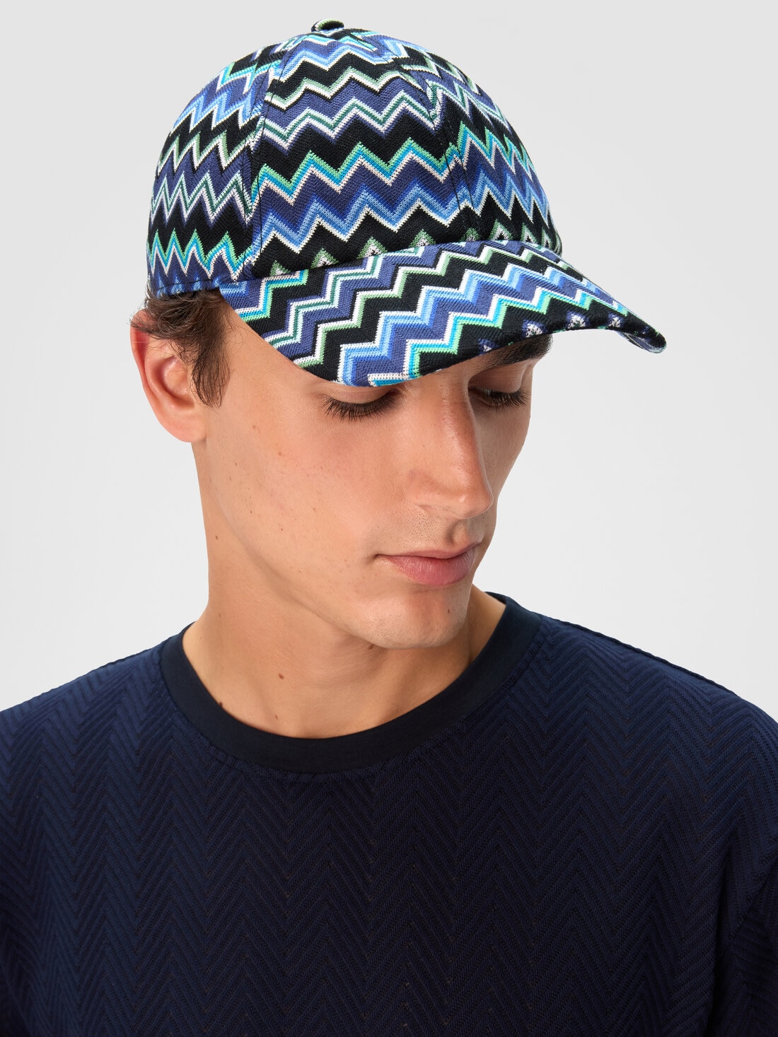 Cotton baseball cap with zig zag pattern, Multicoloured  - 8053147594408 - 3