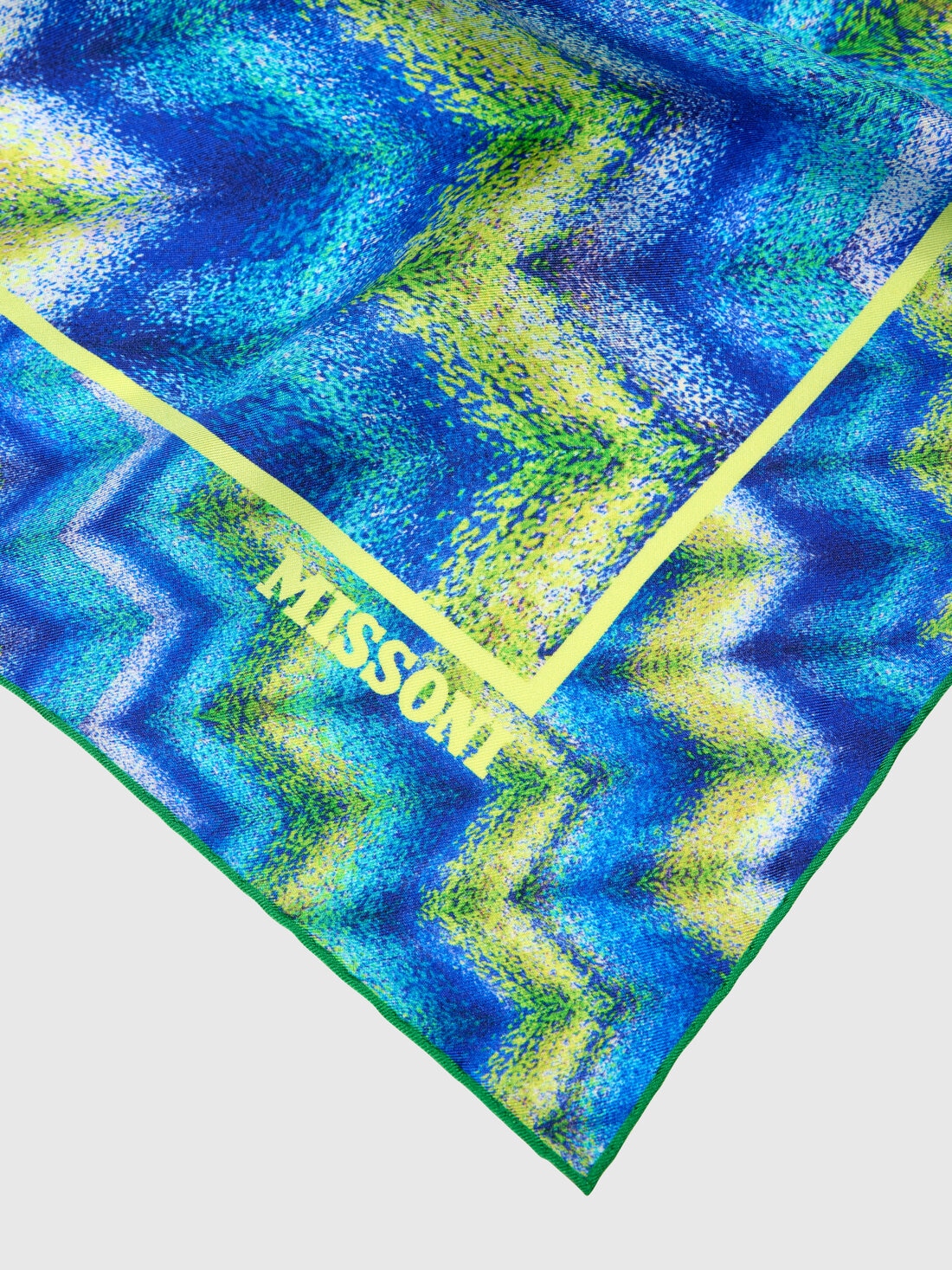 Echarpe 100% soie avec imprimé zigzag et logo, Multicolore  - 8053147595405 - 1