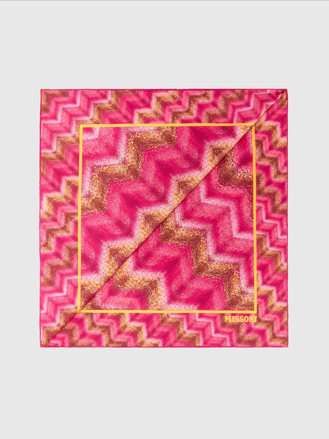 Echarpe 100% soie avec imprimé zigzag et logo, Multicolore  - 8053147595412 - 0