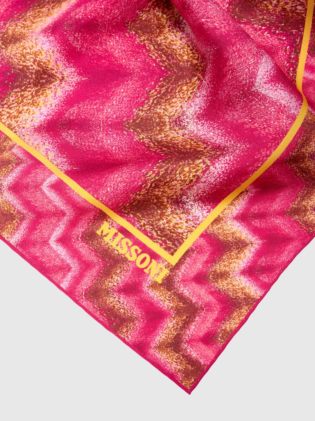 Echarpe 100% soie avec imprimé zigzag et logo, Multicolore  - 8053147595412 - 1