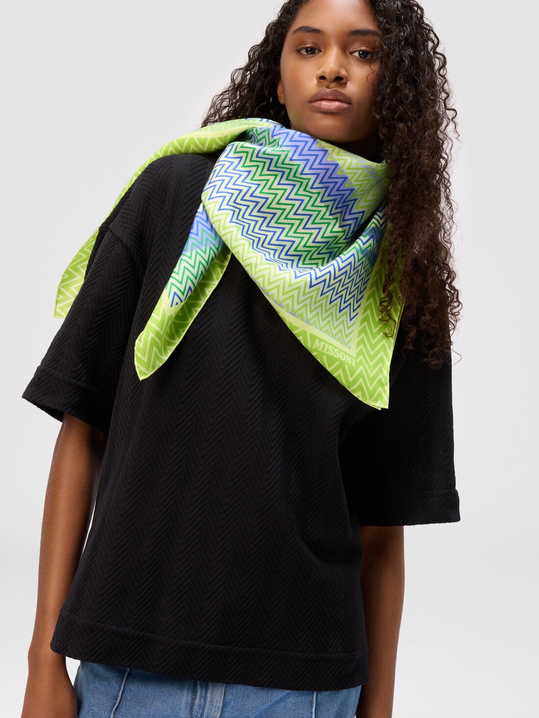 Scarf with zigzag print, Multicoloured  - 8053147595429 - 2