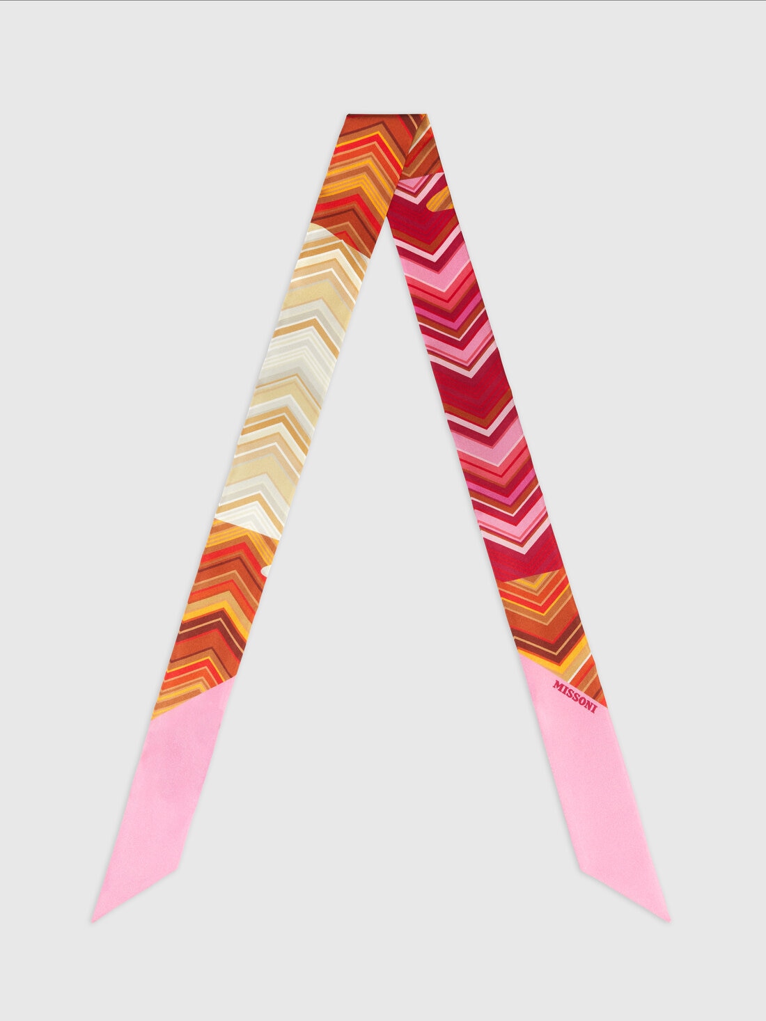 Silk zig zag bandeau scarf with logo, Multicoloured  - 8053147595511 - 0