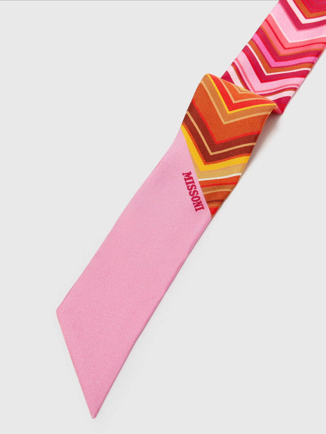 Silk zig zag bandeau scarf with logo, Multicoloured  - 8053147595511 - 1