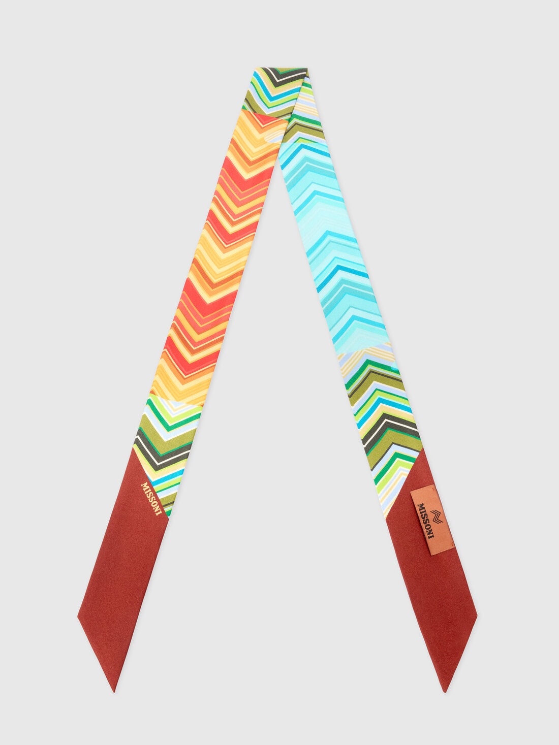 Silk zig zag bandeau scarf with logo, Multicoloured  - 8053147595504 - 0