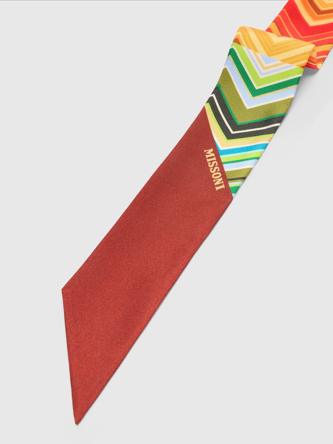 Silk zig zag bandeau scarf with logo, Multicoloured  - 8053147595504 - 1
