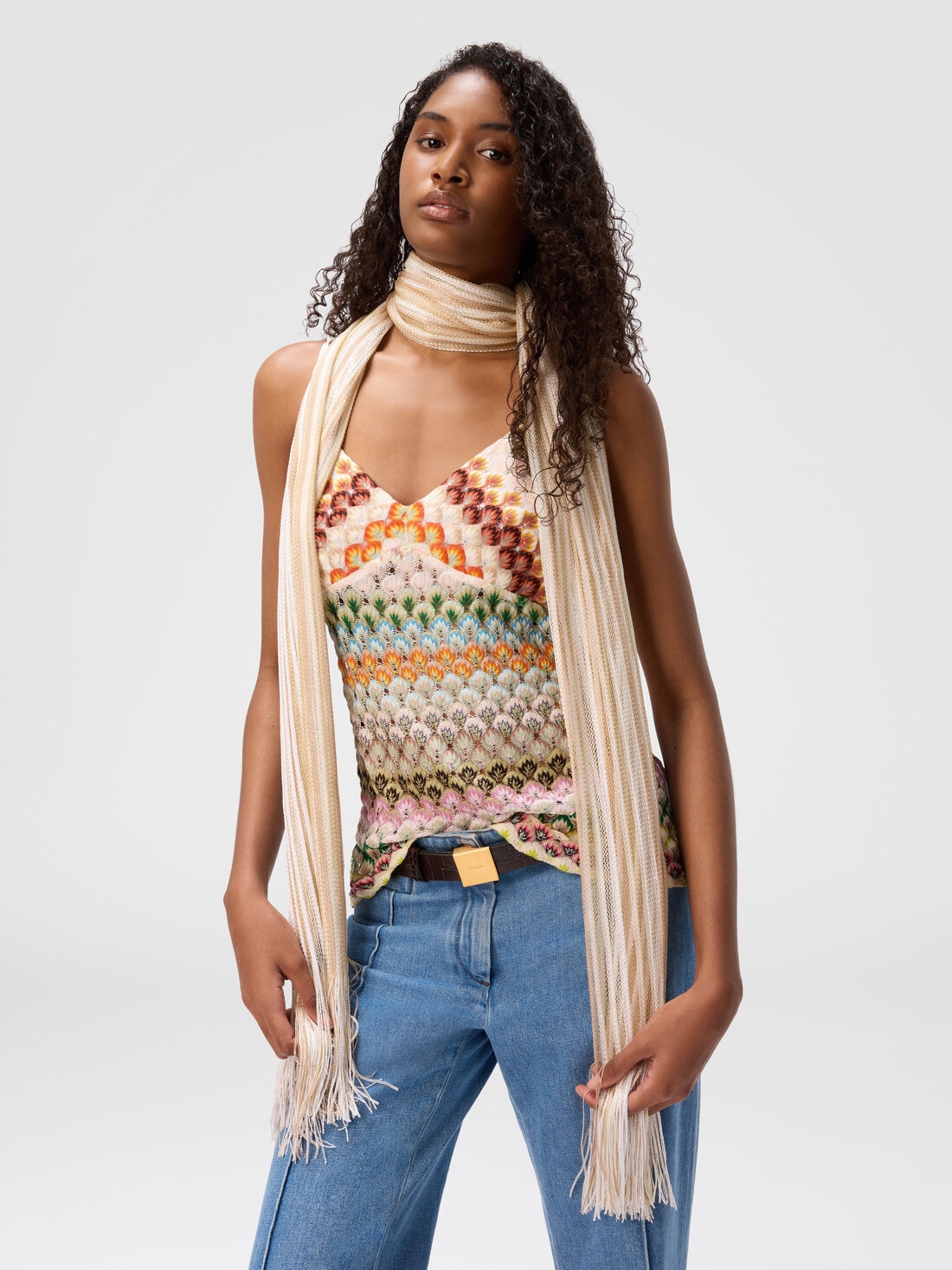 Sciarpa a righe con frange, Multicolore  - 8053147595634 - 2