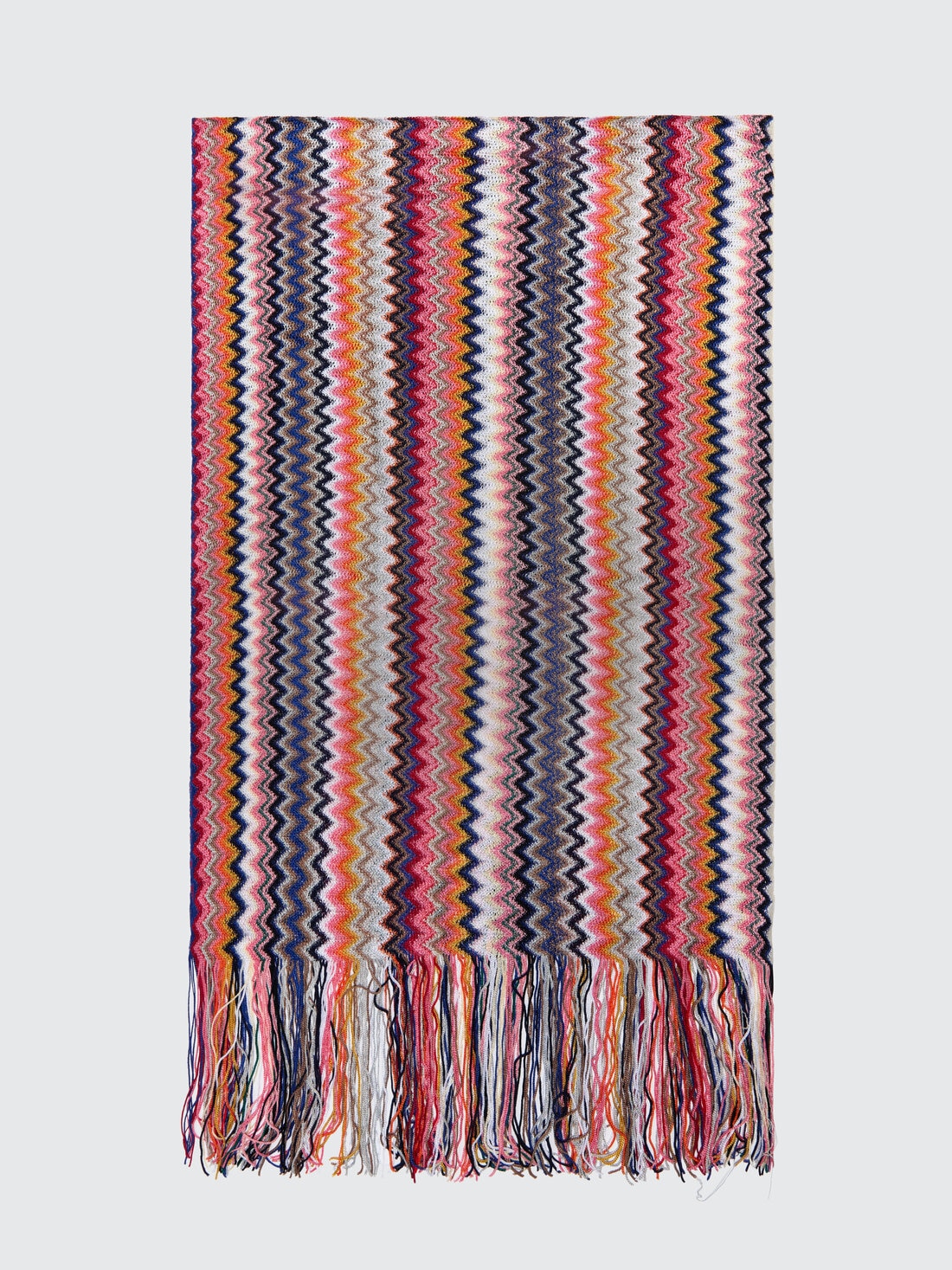 100% viscose scarf with chevron pattern and fringes, Multicoloured  - 8053147595733 - 0