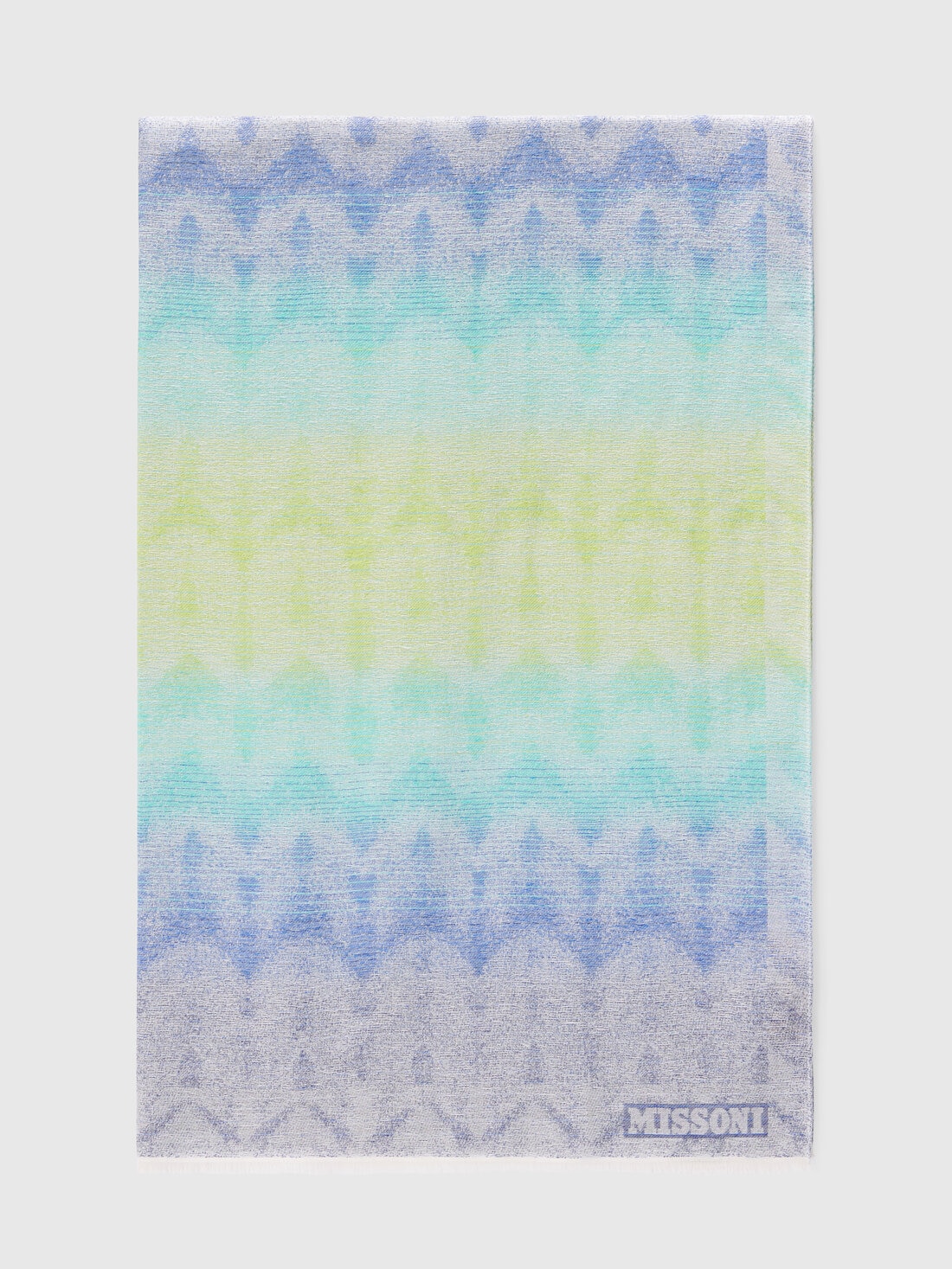 Scarf with dégradé zig zag embroidery, Multicoloured  - 8053147595870 - 0
