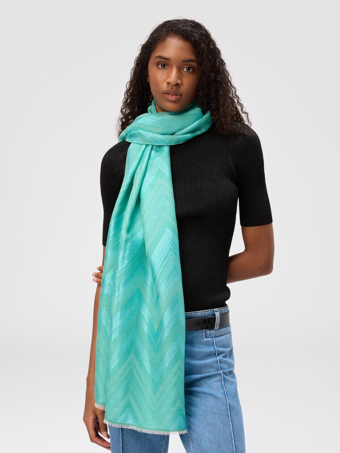 Cotton blend chevron stole, Multicoloured  - 8053147595894 - 2
