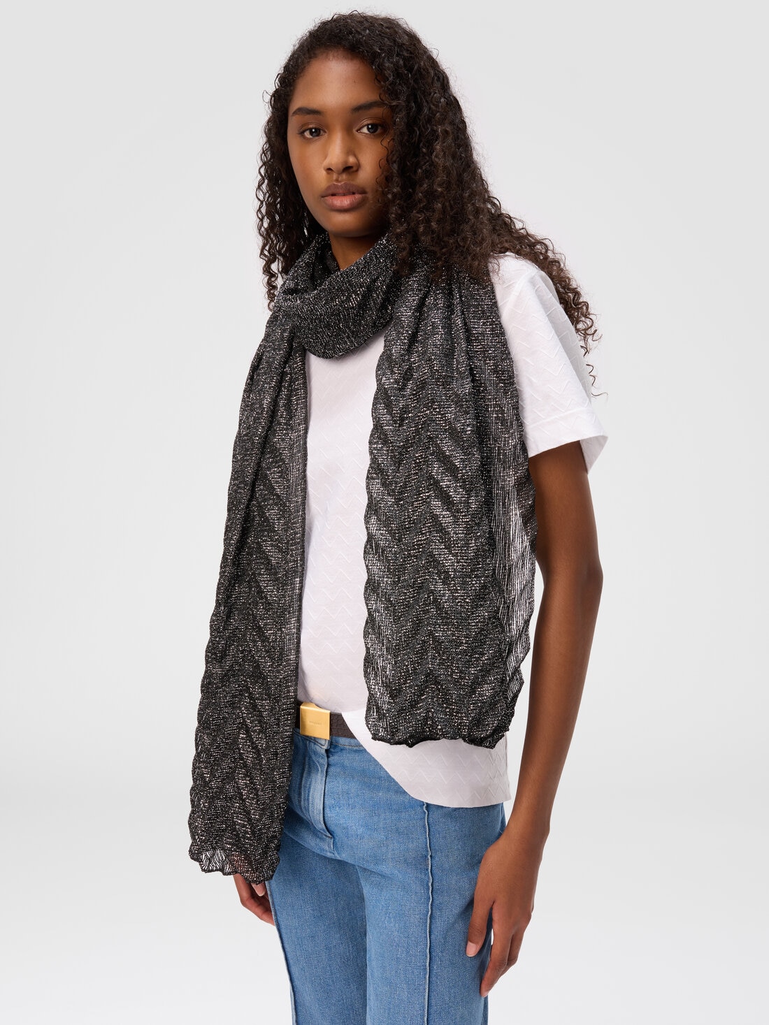 Chevron motif stole with irregular borders, Multicoloured  - 8053147596488 - 2