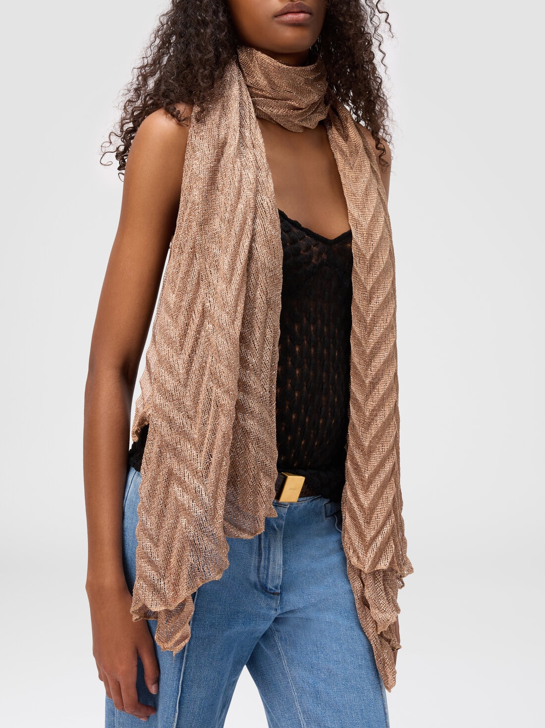 Chevron motif stole with irregular borders, Multicoloured  - 8053147596501 - 2