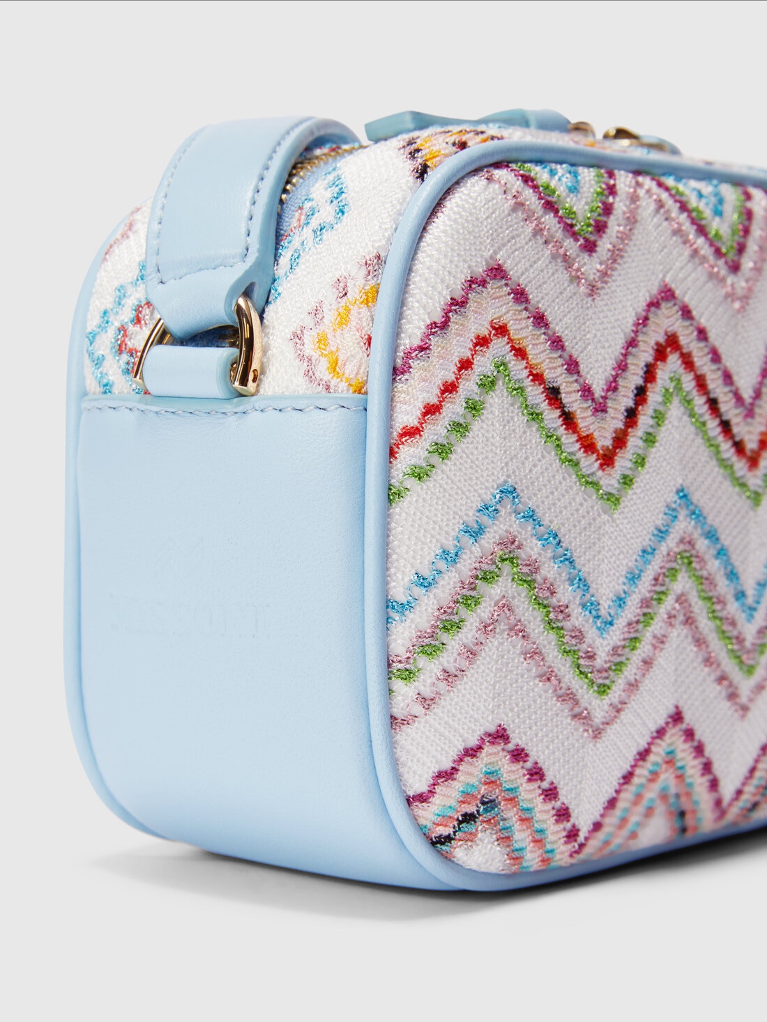 Schultertasche mit Zig Zag-Muster und verstellbarem Riemen, Blau - 8053147590448 - 2