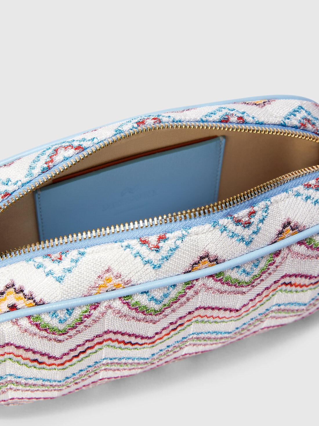 Schultertasche mit Zig Zag-Muster und verstellbarem Riemen, Blau - 8053147590448 - 3