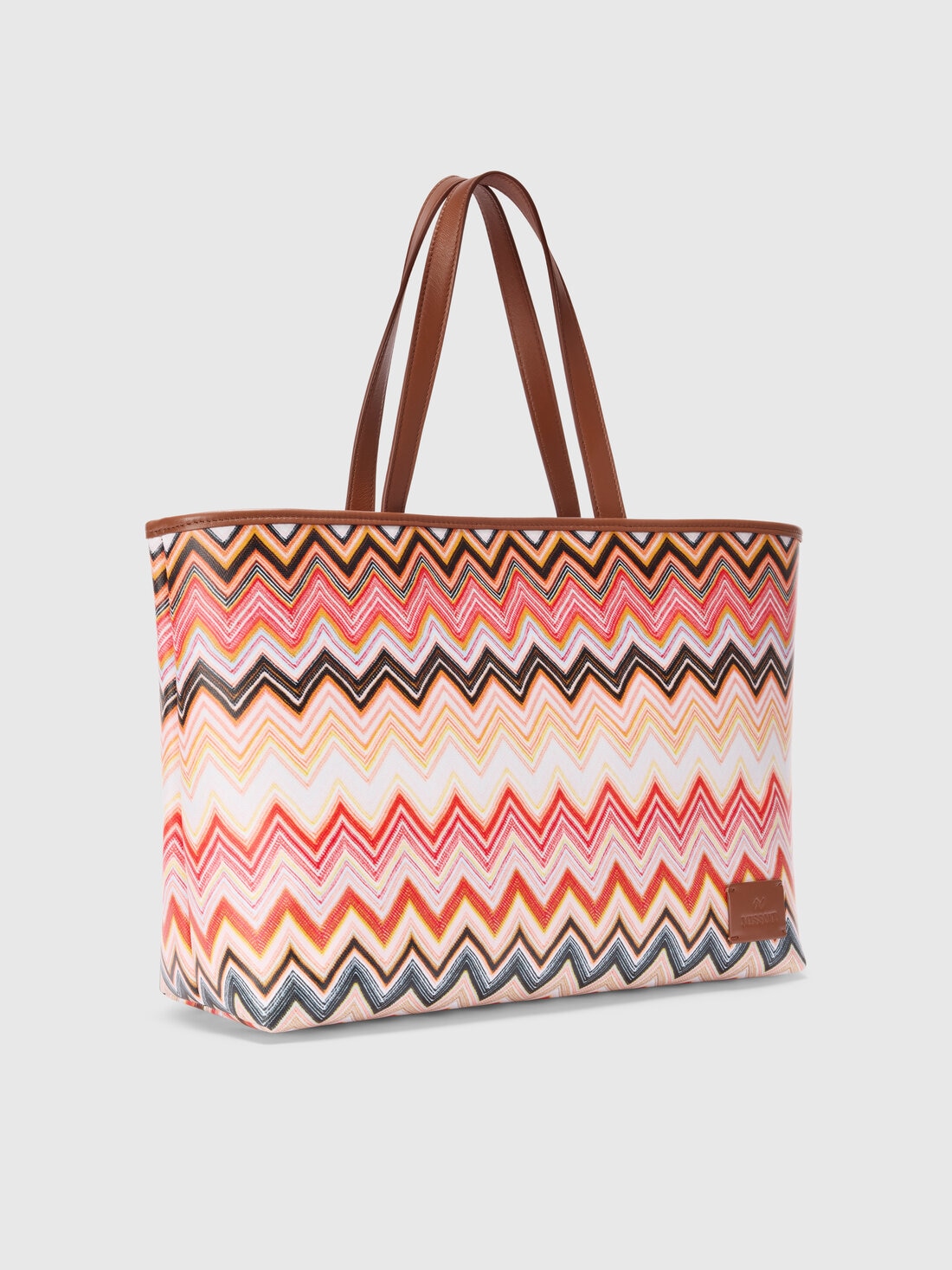 Bolso de mano con estampado de chevron, Rosa   - 8053147590455 - 1