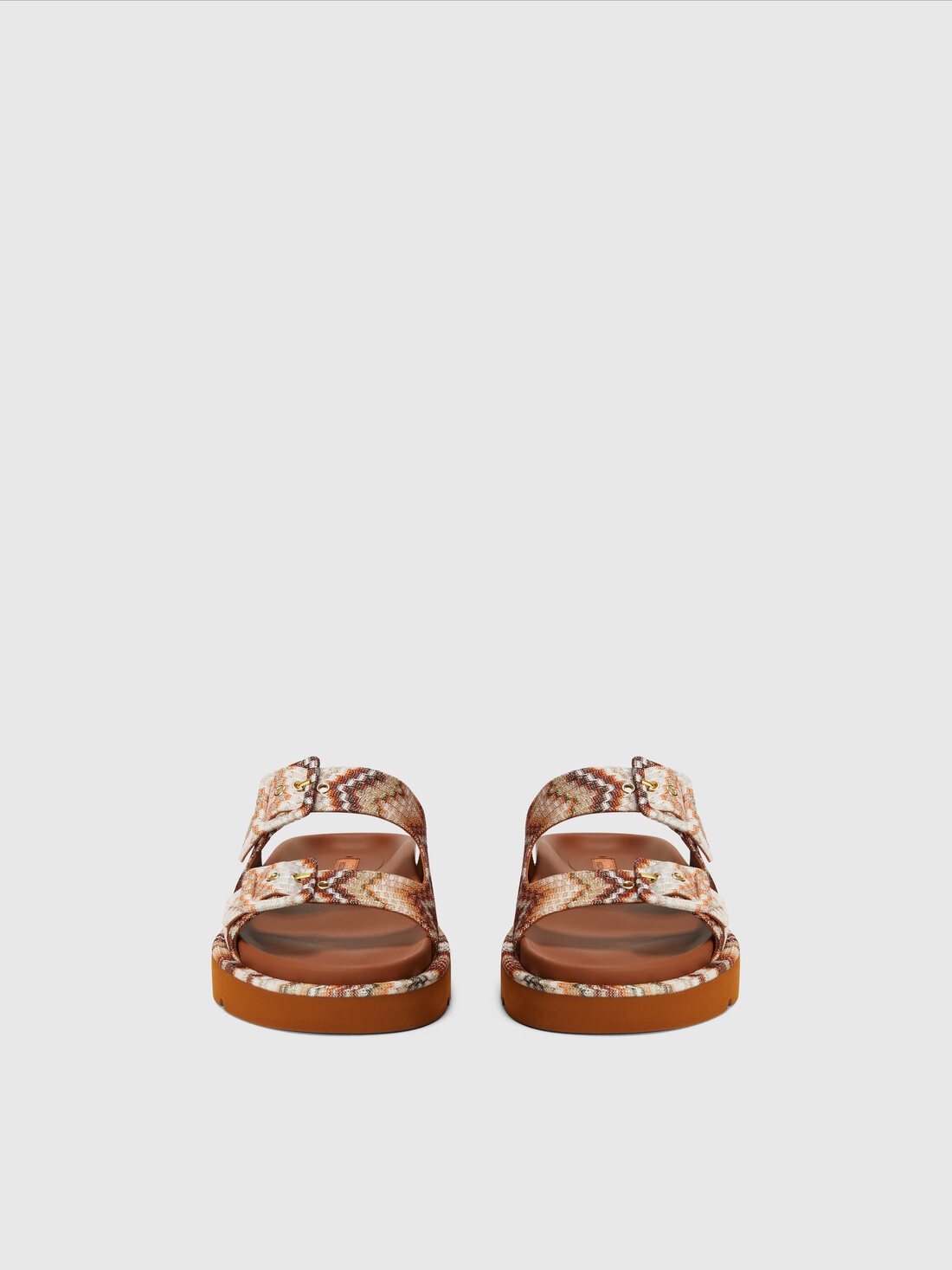 Sandal with double zigzag strap and buckle, Brown - 8053147591148 - 2