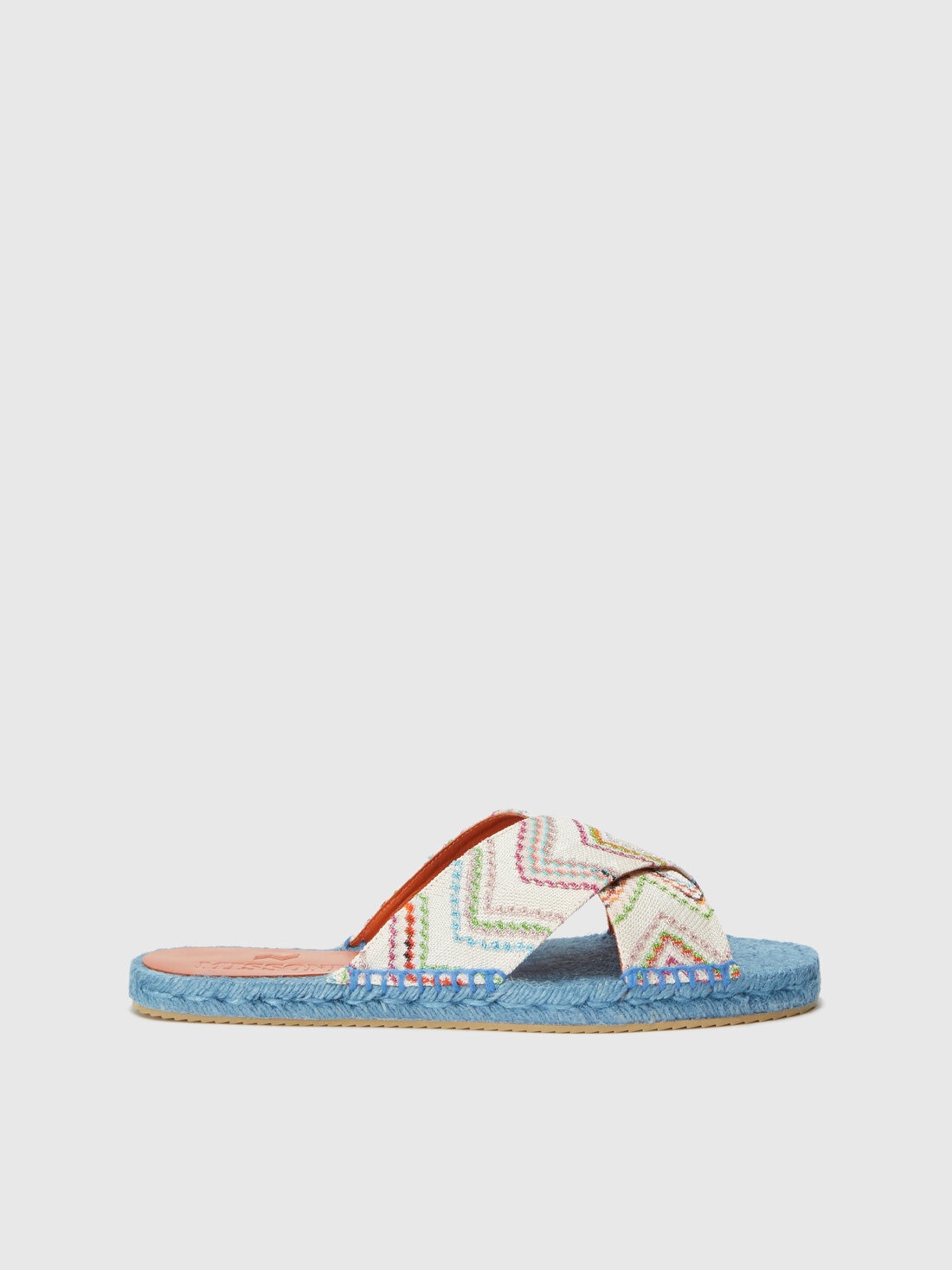 Espadrilles mit doppeltem Zickzack-Riemen, Blau - LS25SY0HBV00HOS72N3 - 0