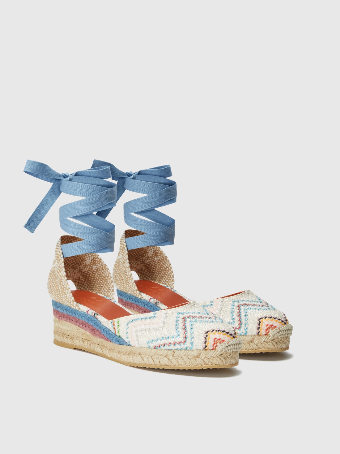 Espadrillas con motivo zig zag e nastri regolabili, Multicolore  - LS25SY0UBV00HOSM9U1 - 1