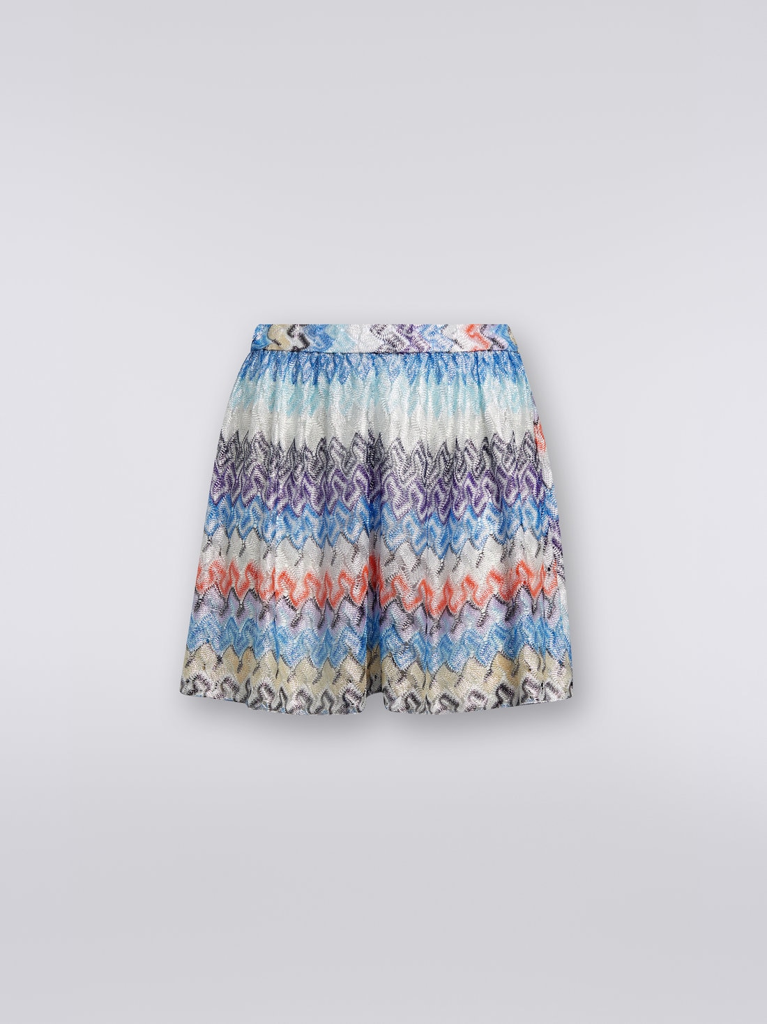 Multicoloured viscose knit lace-effect shorts, Multicoloured - 0