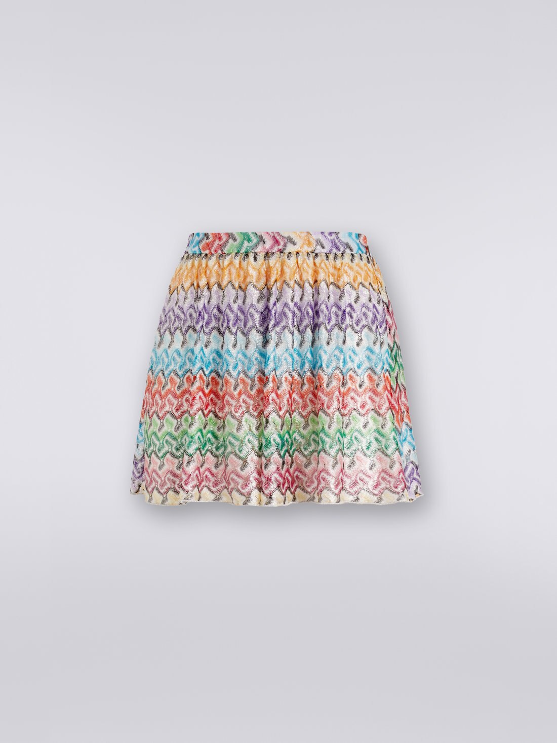 Lace-effect viscose knit cover up shorts, Multicoloured - MC22SI00BR00QJSM8YO - 0