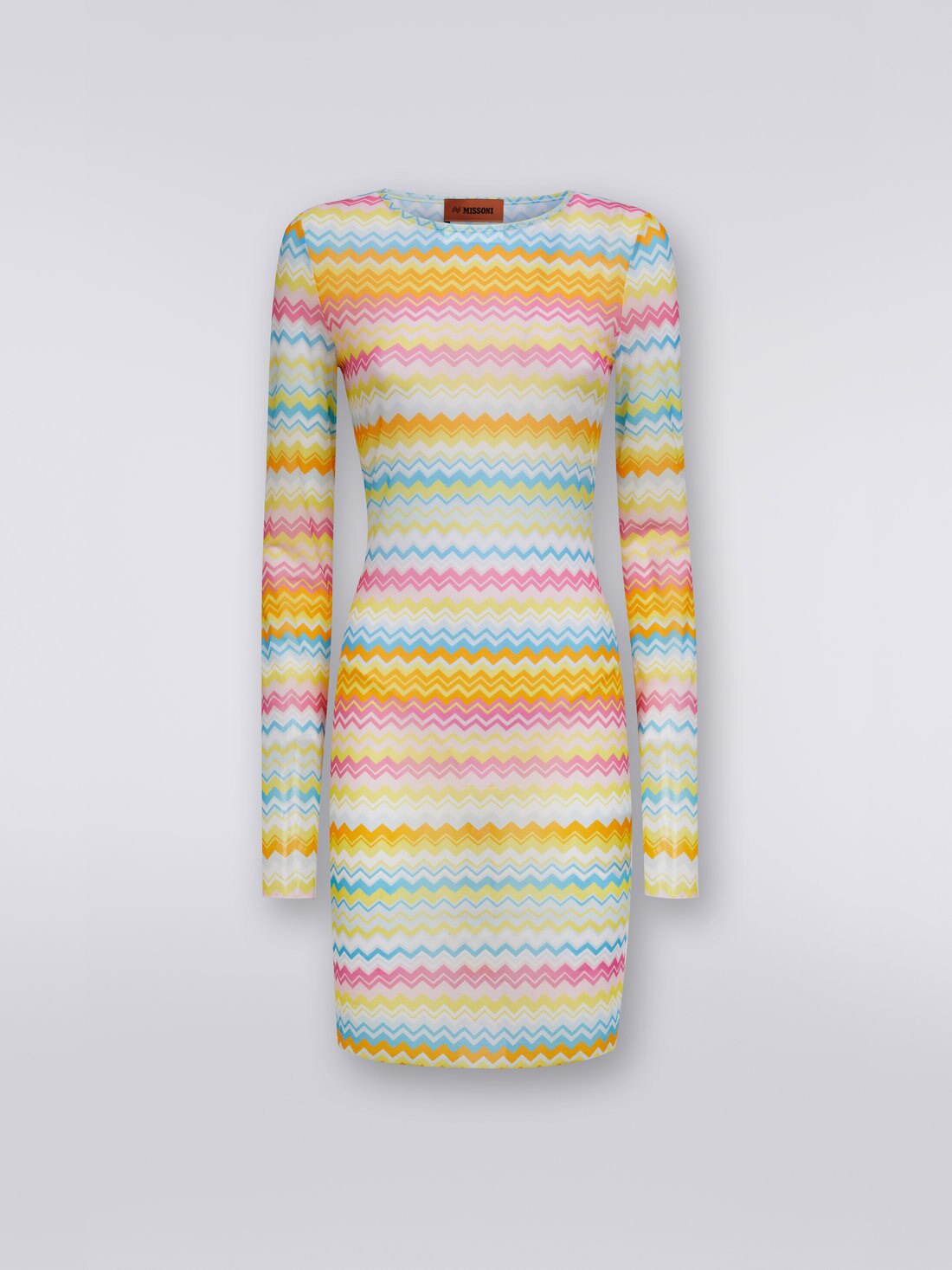 Mini-robe de plage en tulle à imprimé zigzag, Multicolore  - 8051575753640 - 0
