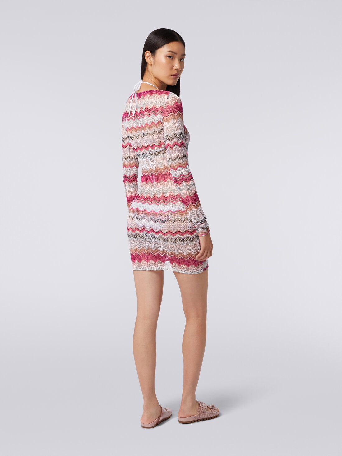 Zigzag crochet dress with lurex, Multicoloured  - MC22SL00BT006VS30CV - 3