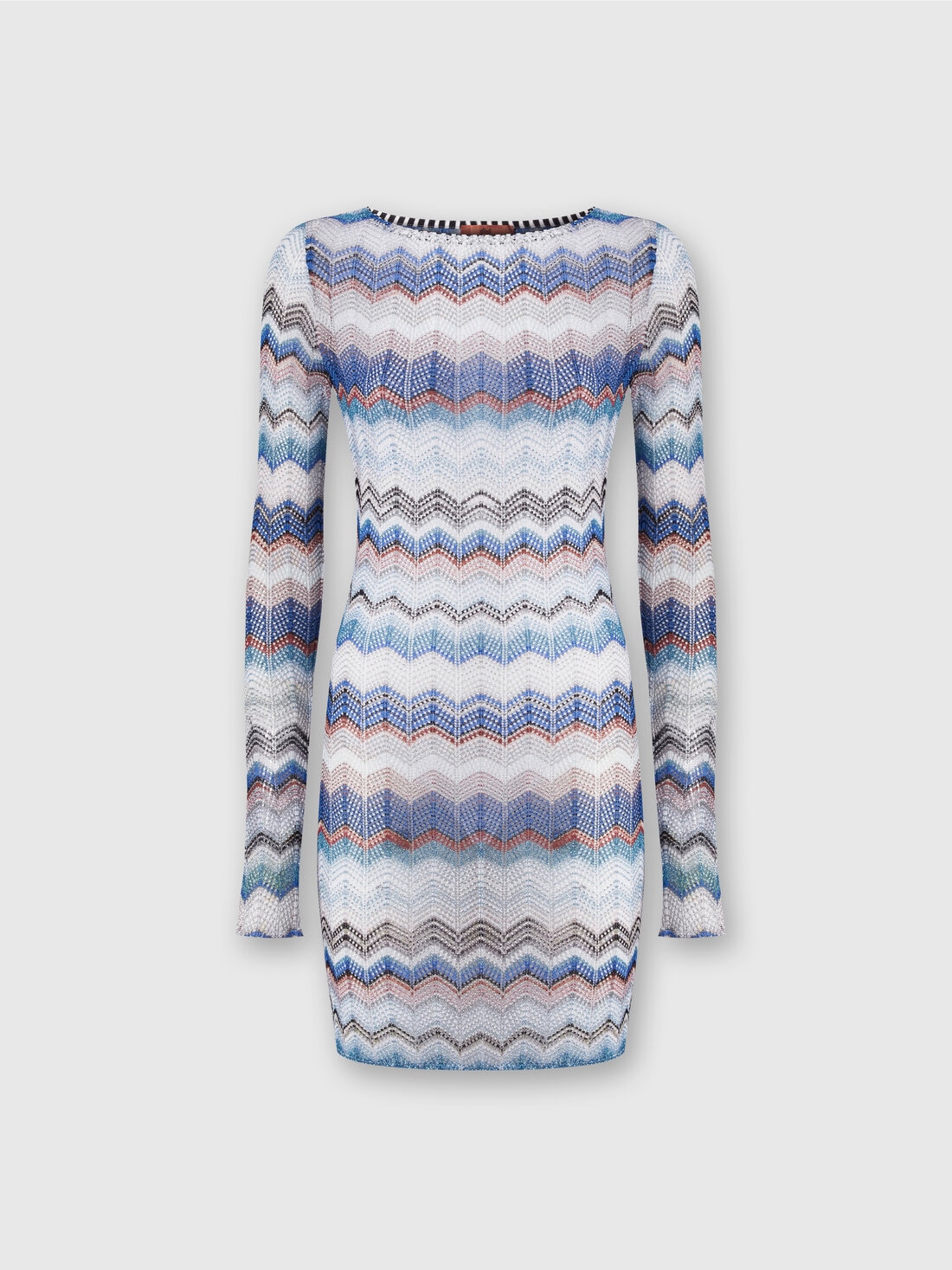 Zigzag crochet dress with lurex, Multicoloured  - MC22SL00BT006VS72DX - 0