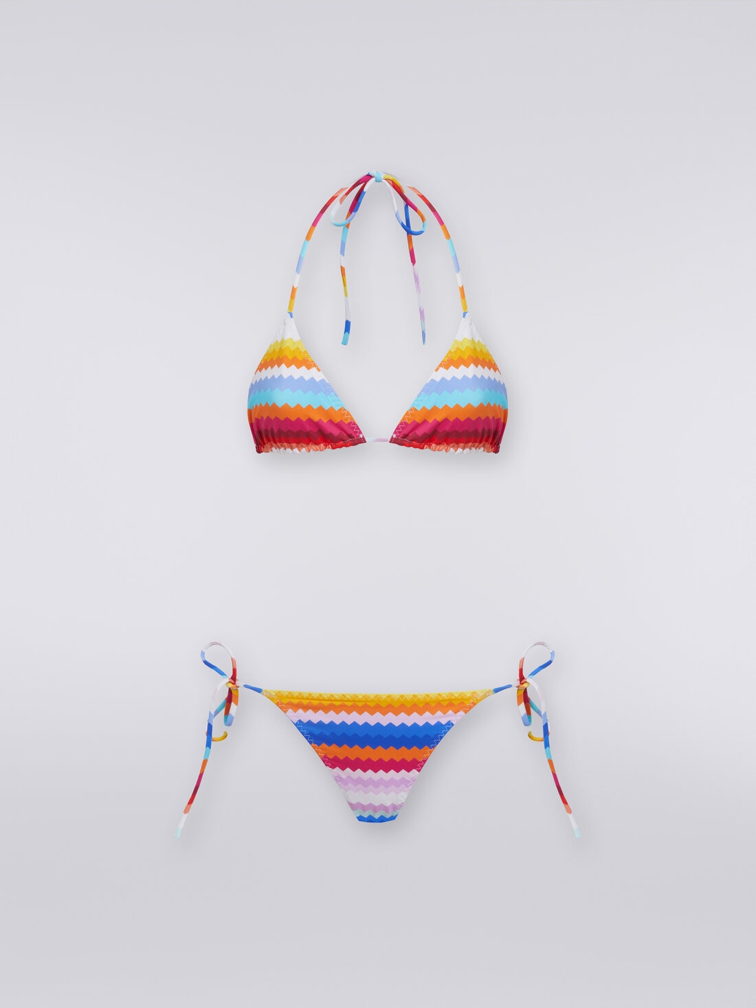 Bikini in zigzag print stretch nylon, Multicoloured  - MC22SP00BJ00J7SM99F - 0