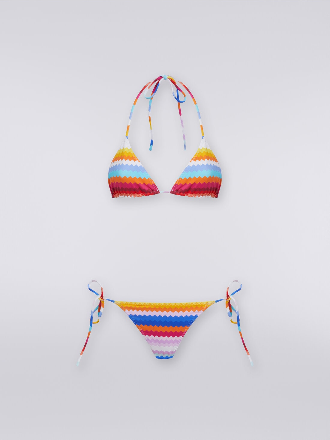 Bikini en nylon extensible à imprimé à zig zag, Multicolore  - MC22SP00BJ00J7SM99F - 0