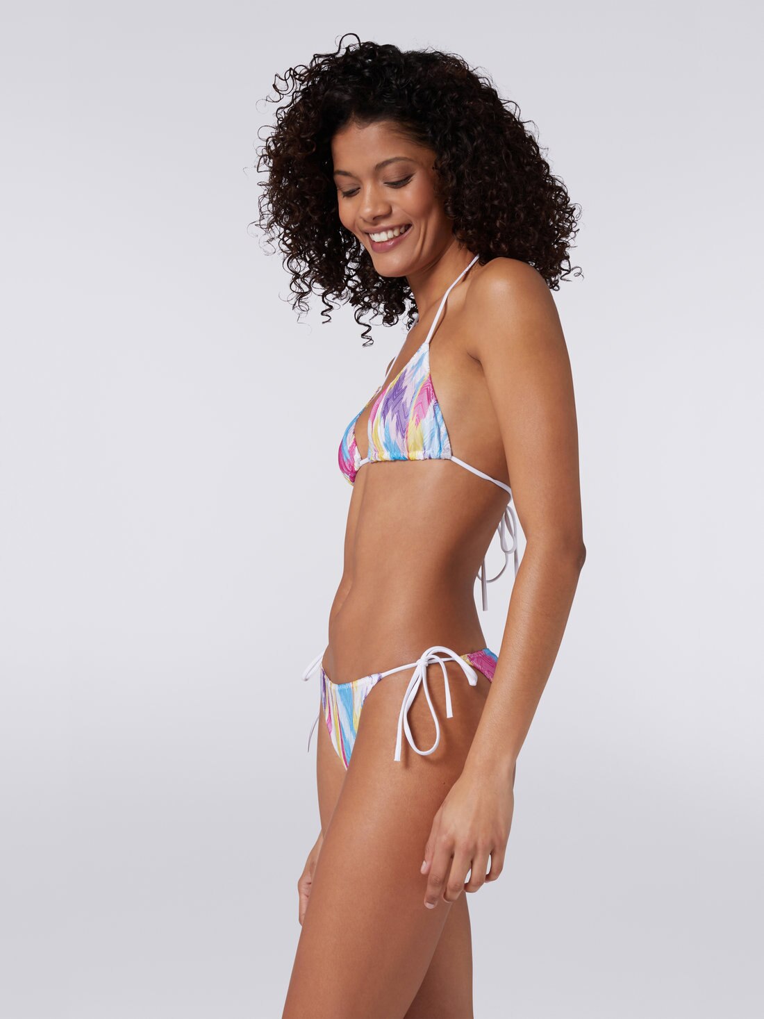 Strick-Bikini mit Zickzackmuster und Flammgarn-Print, Mehrfarbig  - 8051575711091 - 2