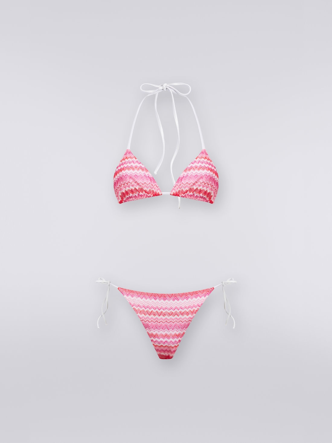 Bikini in maglia zig zag bicolore, Rosa   - MC22SP00BR00K4S413H - 0