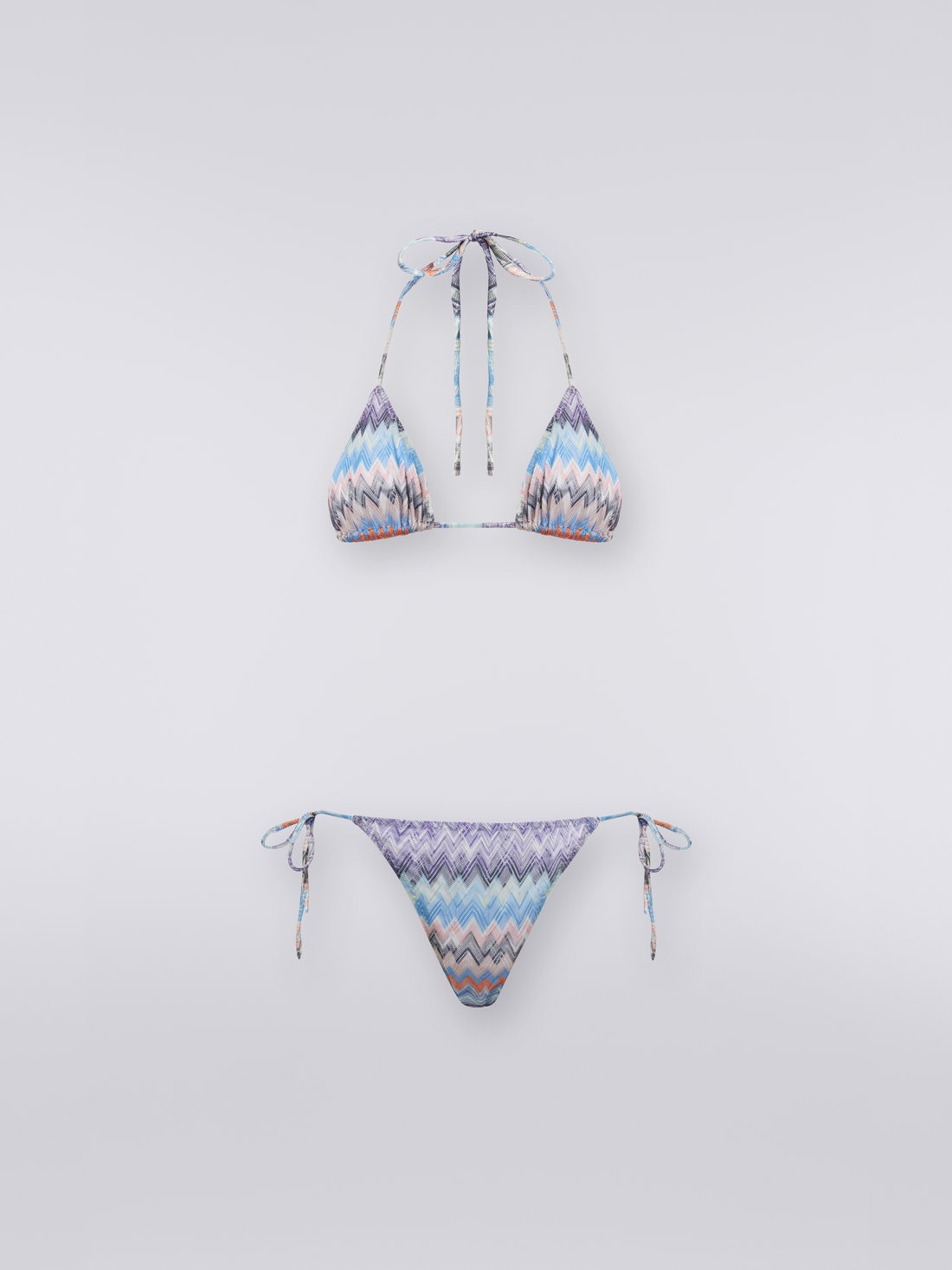 Slub chevron viscose bikini, BLUE SHADE CHEVRON - MC22SP00BR00T6S72CB - 0