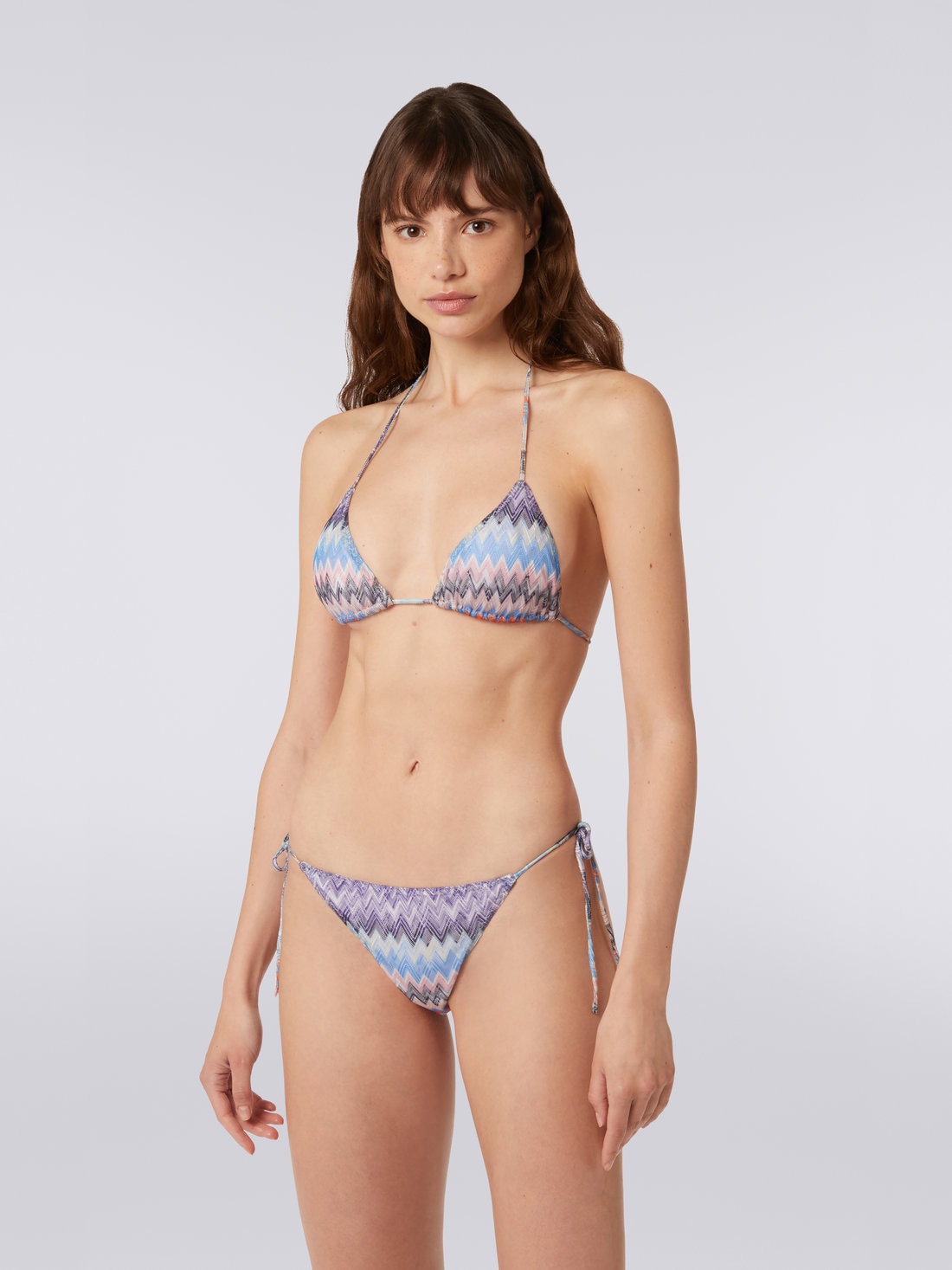 Bikini en viscose à chevrons flammé, BLUE SHADE CHEVRON - MC22SP00BR00T6S72CB - 2