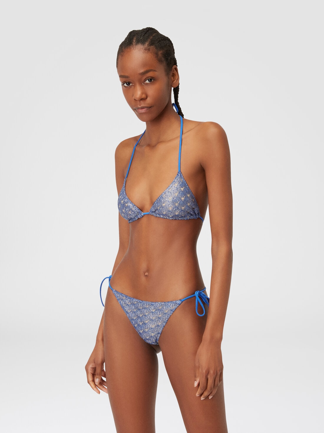 Lace-effect bikini with lining, Blue - MC22SP00BR00TC94045 - 1