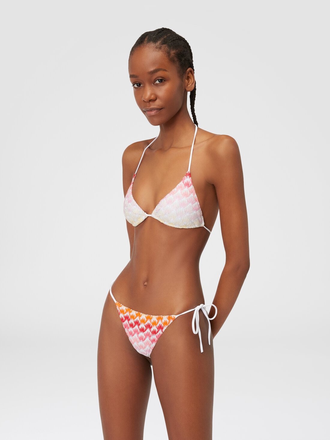 Bikini, Spitzenoptik im Dégradé-Look mit Lurex, Rot  - MC22SP00BR00TDS30CW - 1