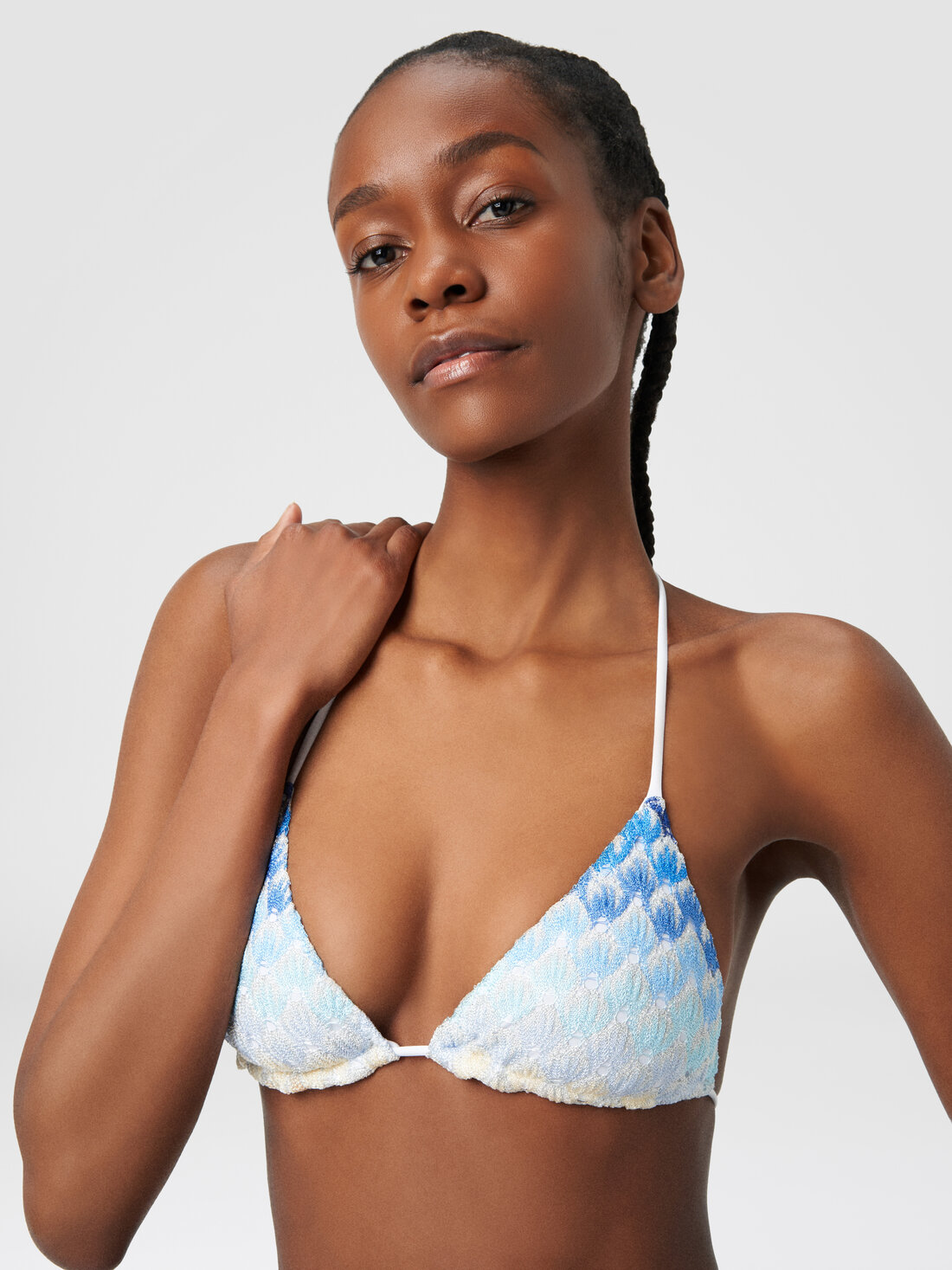 Bikini effet dentelle dégradé avec lurex, Bleu - MC22SP00BR00TDS72EB - 4