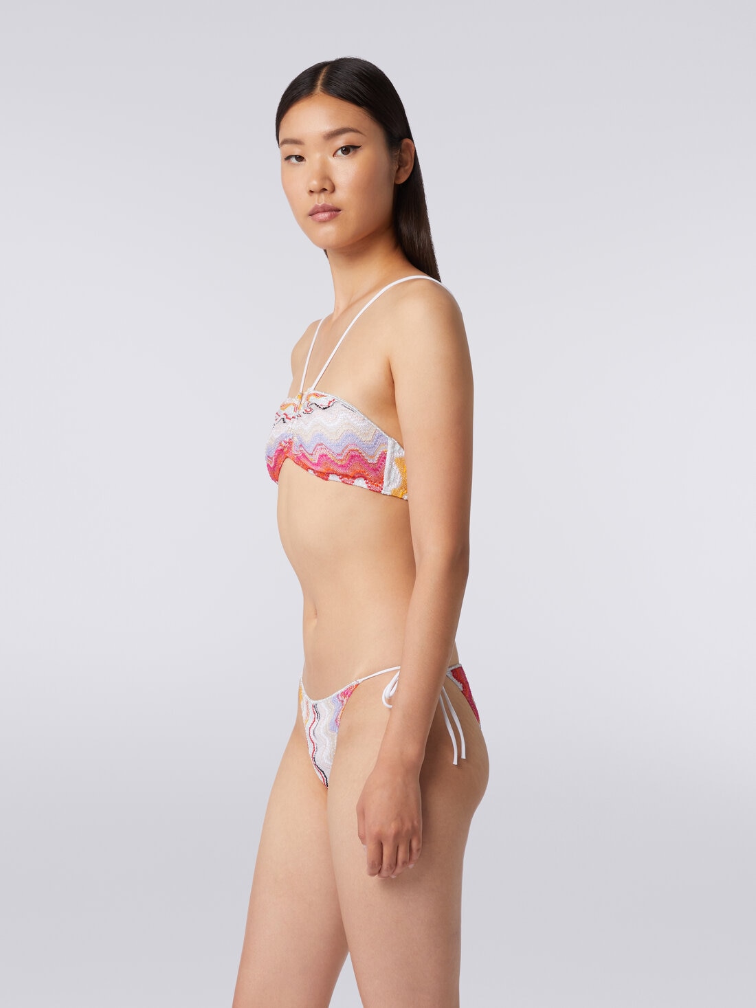 Wave motif bikini with lurex, Multicoloured  - MC22SP00BR00TGSM99H - 2