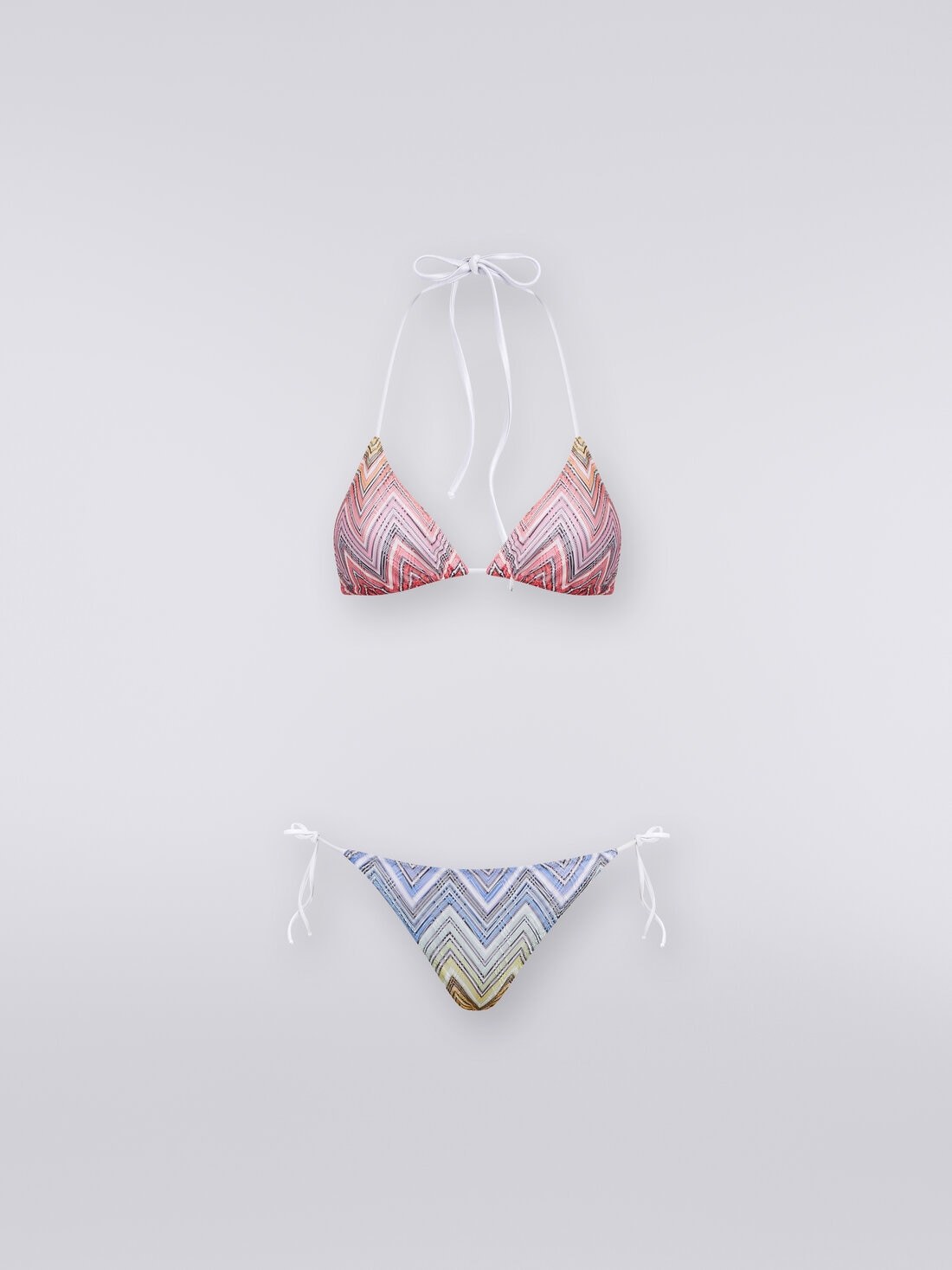 Triangel-Bikini aus Stoff mit Zickzackmuster, Mehrfarbig  - MC22SP00BR00THS4157 - 0