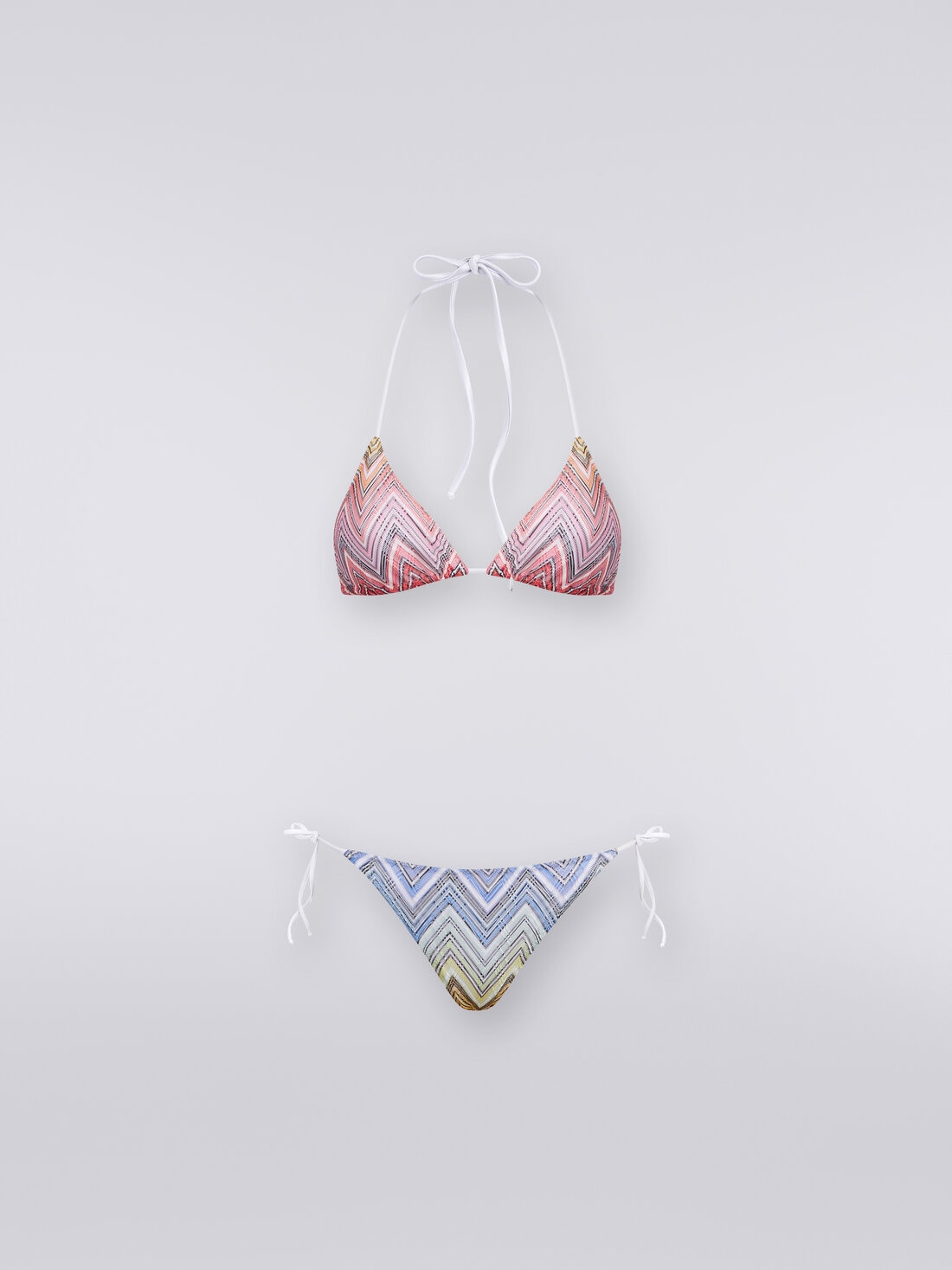 Bikini a triangolo in tessuto zig zag, Multicolore  - MC22SP00BR00THS4157 - 0