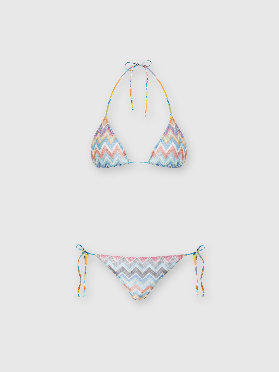 Bikini en viscose mélangée à zig-zag avec lurex, Multicolore  - MC22SP00BR00XGSM9D6 - 0
