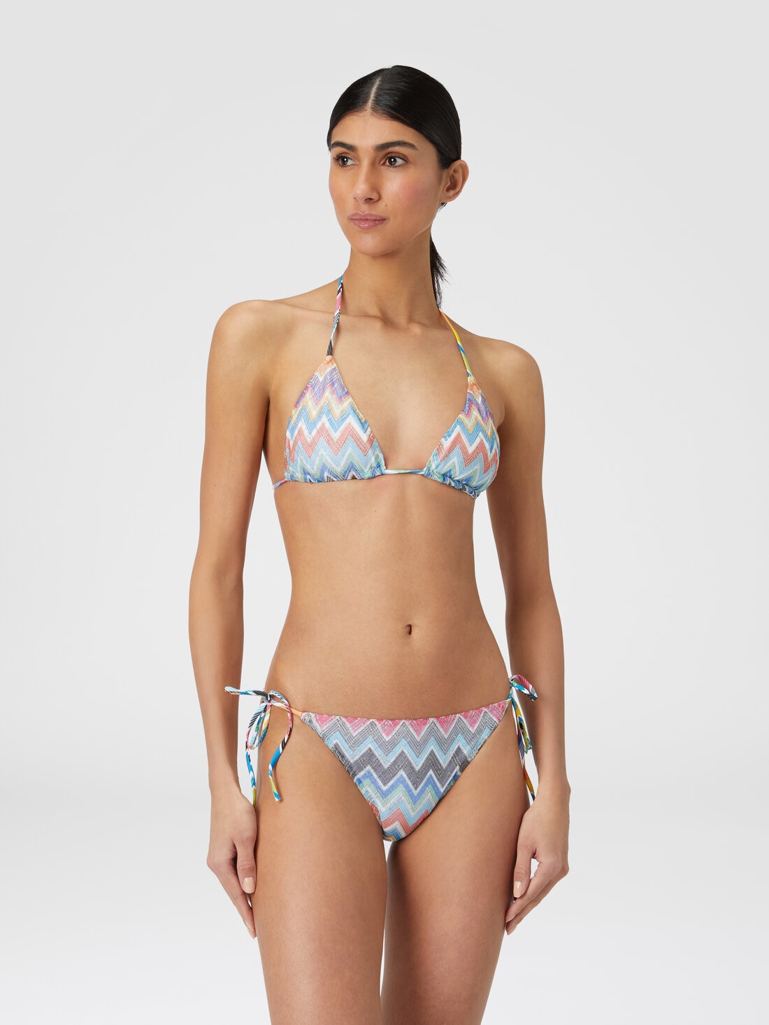 Bikini in misto viscosa zig zag con lurex, Multicolore  - MC22SP00BR00XGSM9D6 - 1