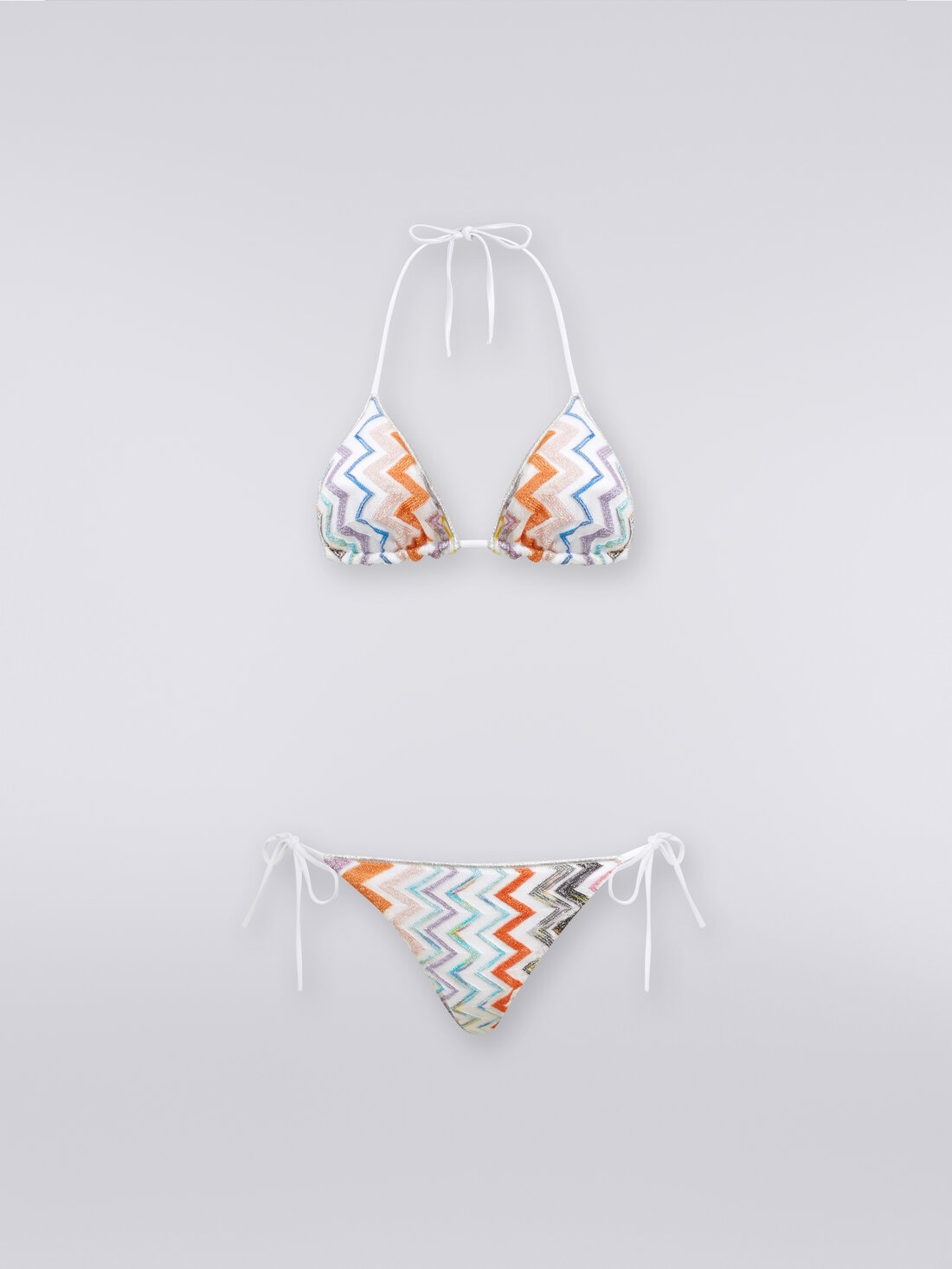 Bikini aus Viskosemischgewebe Chevron-Lamé, Mehrfarbig  - MC22SP00BR00XLSM9DA - 0