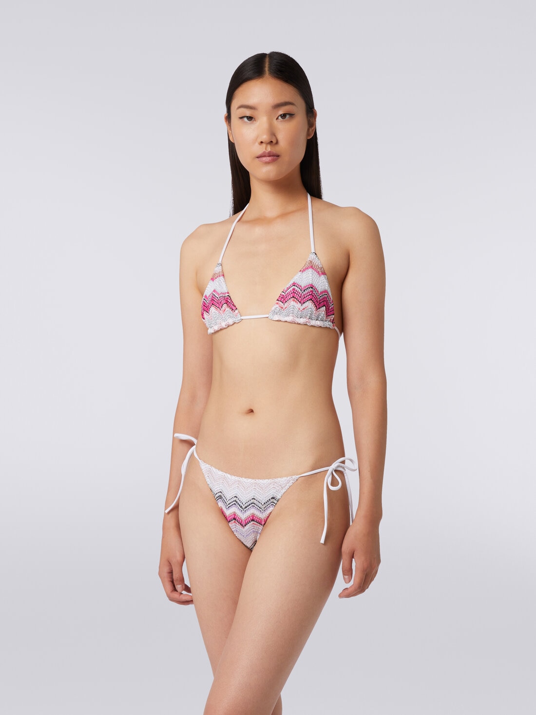 Zigzag crochet bikini with lurex, Multicoloured  - MC22SP00BT006VS30CV - 1