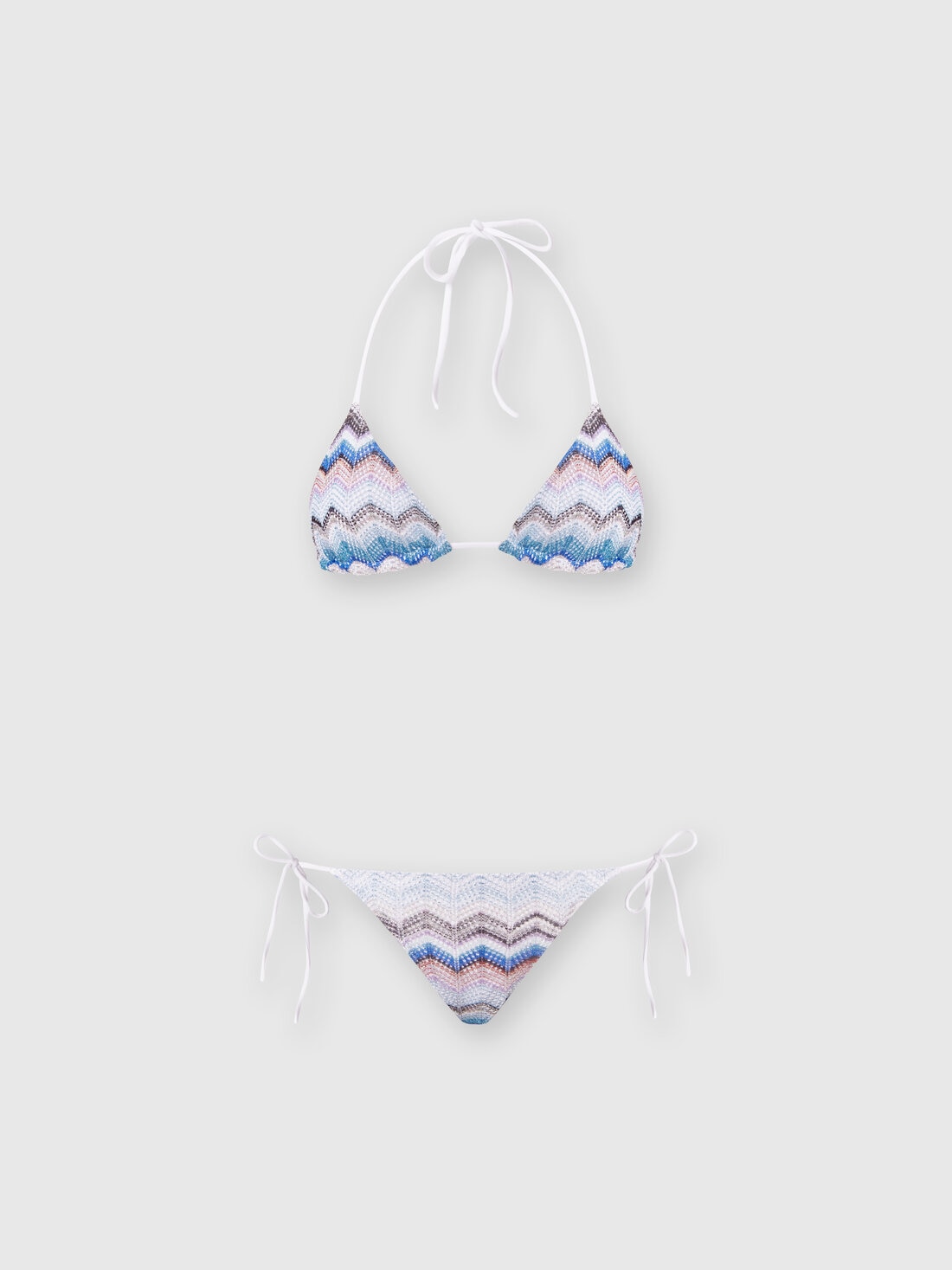 Bikini de ganchillo zigzag con lúrex, Multicolor  - MC22SP00BT006VS72DX - 0