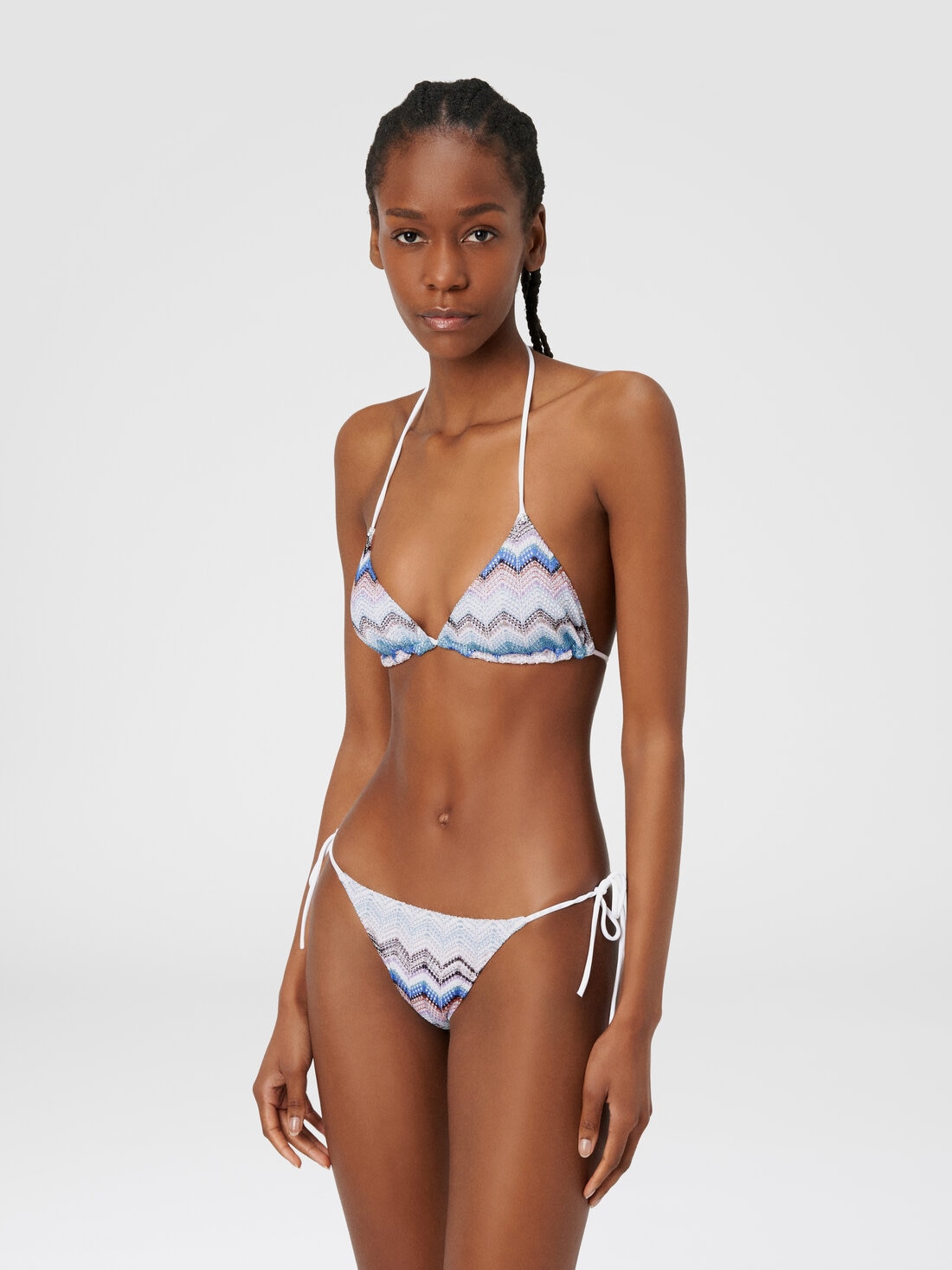 Bikini de ganchillo zigzag con lúrex, Multicolor  - MC22SP00BT006VS72DX - 1