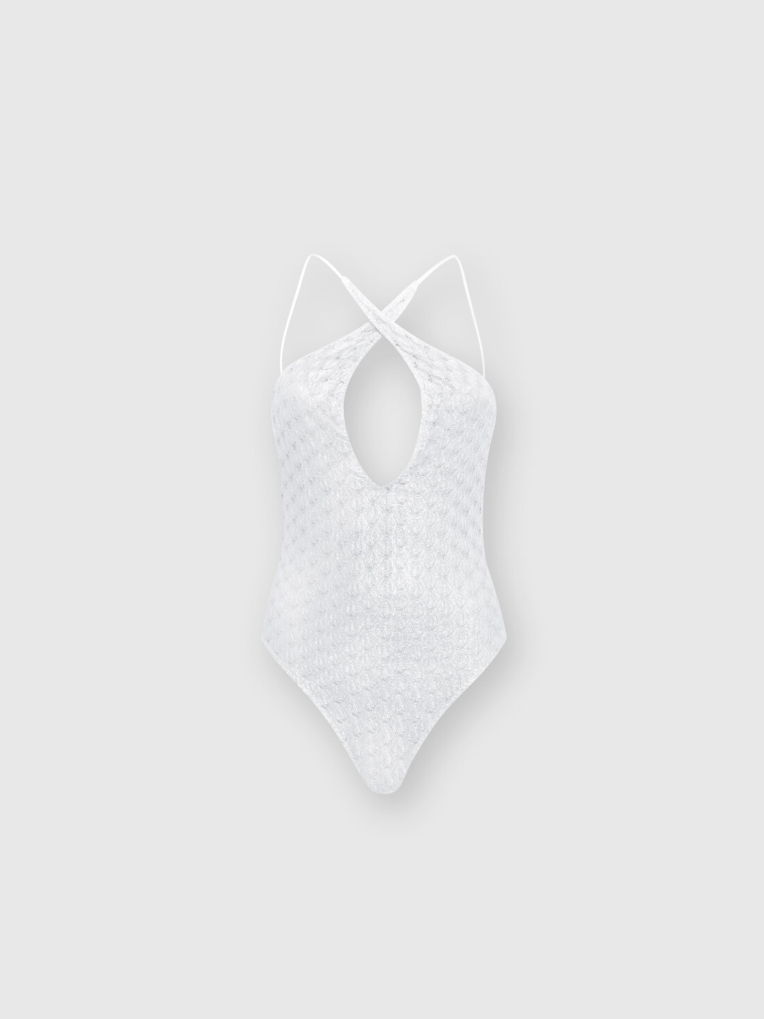 Maillot de bain une pièce en viscose à effet dentelle, Blanc  - MC22SP03BR00TC14001 - 0