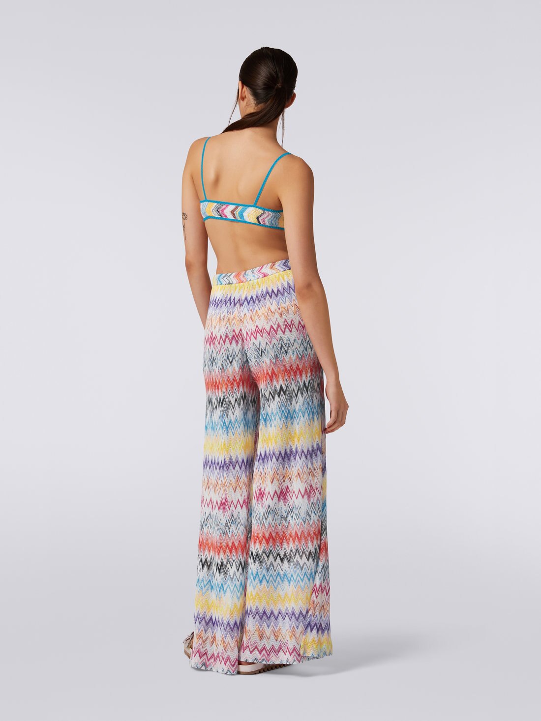 Pantalon de plage en viscose avec fente latérale, Multicolore  - 8051575701719 - 3