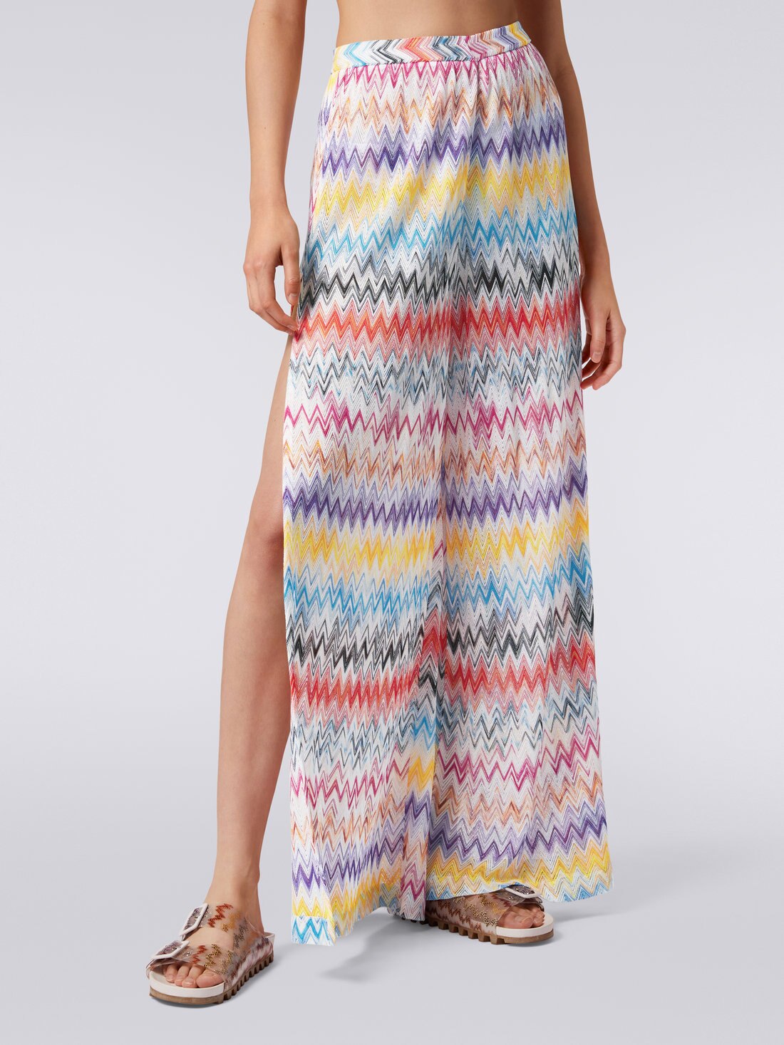 Pantalon de plage en viscose avec fente latérale, Multicolore  - 8051575701719 - 4